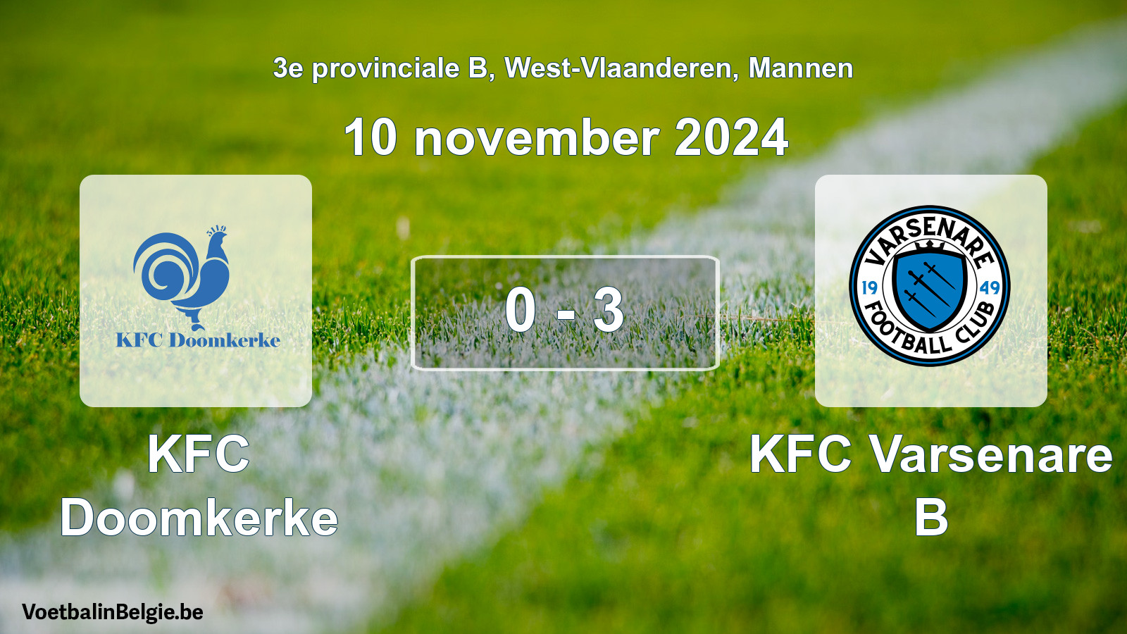 Gespeelde wedstrijd mannenvoetbal: KFC Doomkerke - KFC Varsenare B 0 - 3 (10 november 2024)