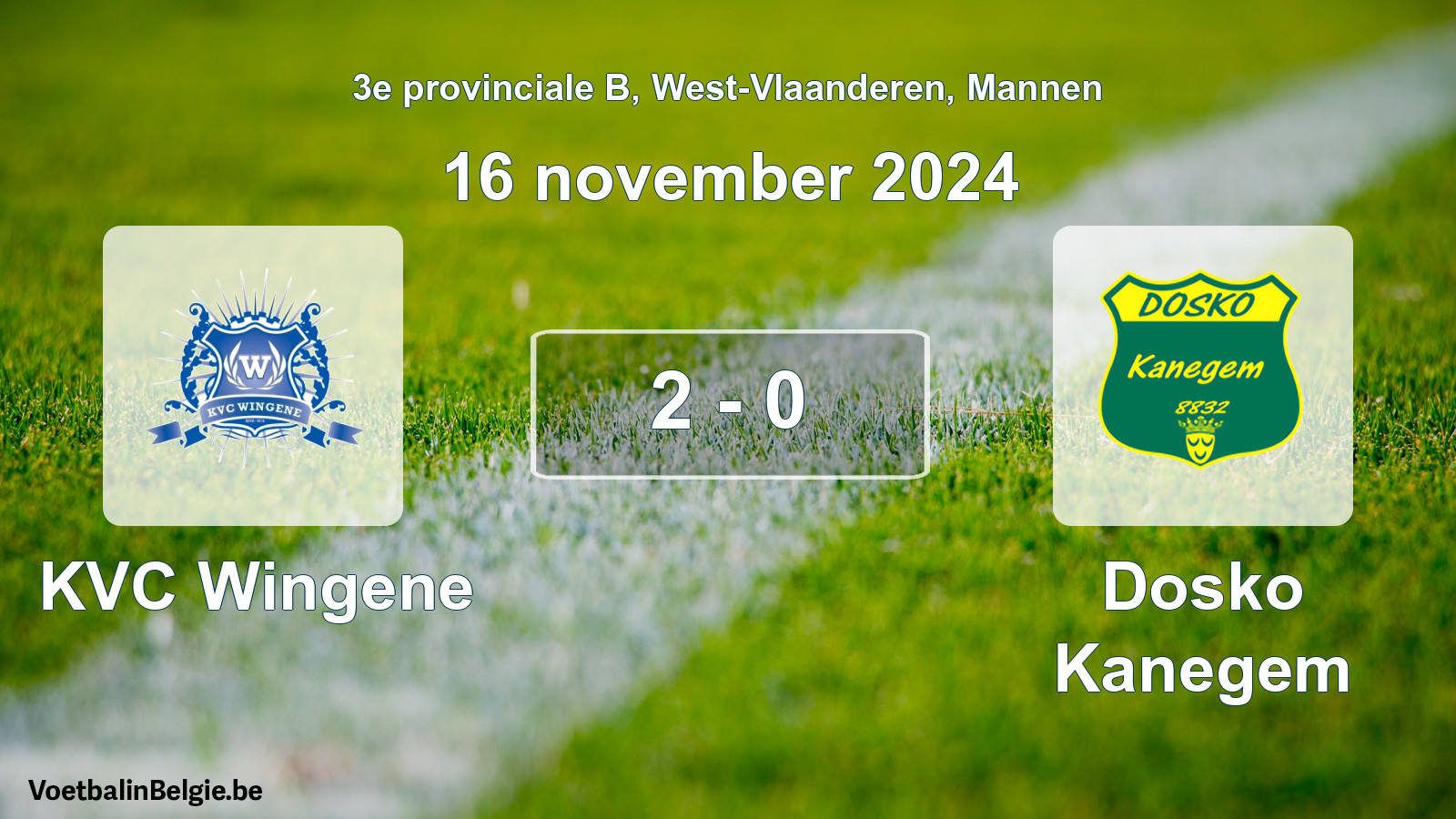 Gespeelde wedstrijd mannenvoetbal: KVC Wingene - Dosko Kanegem 2 - 0 (16 november 2024)