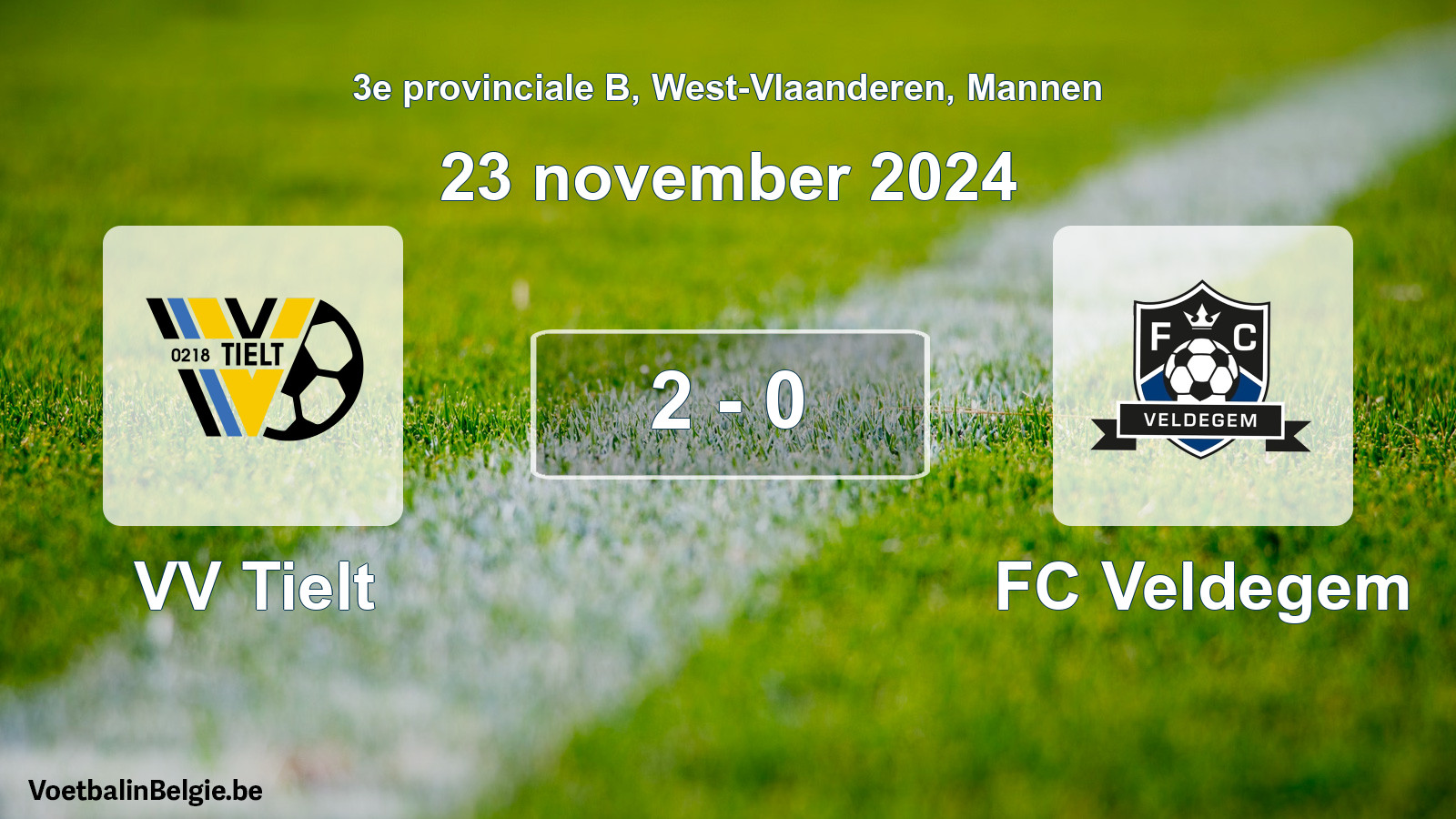 Gespeelde wedstrijd mannenvoetbal: VV Tielt - FC Veldegem 2 - 0 (23 november 2024)