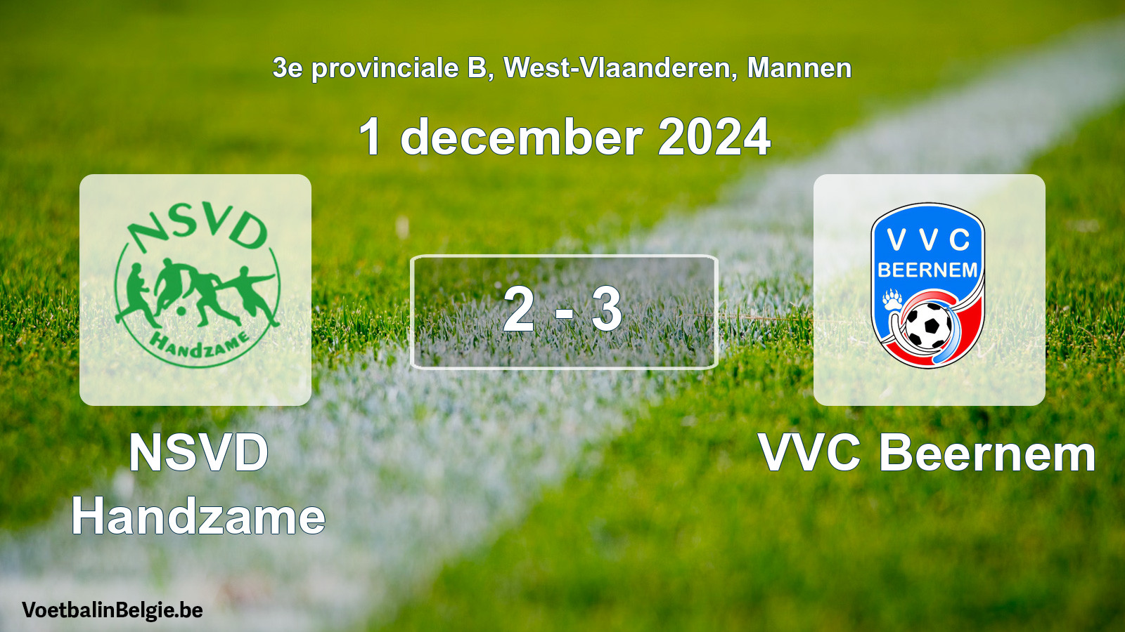 Match joué football hommes: NSVD Handzame - VVC Beernem 2 - 3 (1 décembre 2024)