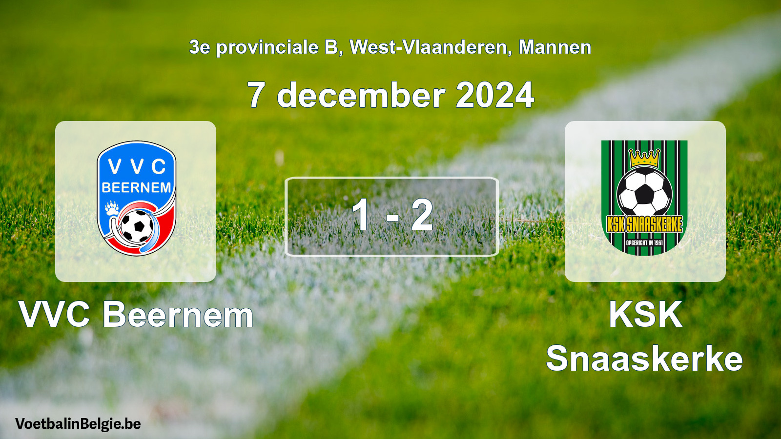 Gespeelde wedstrijd mannenvoetbal: VVC Beernem - KSK Snaaskerke 1 - 2 (7 december 2024)