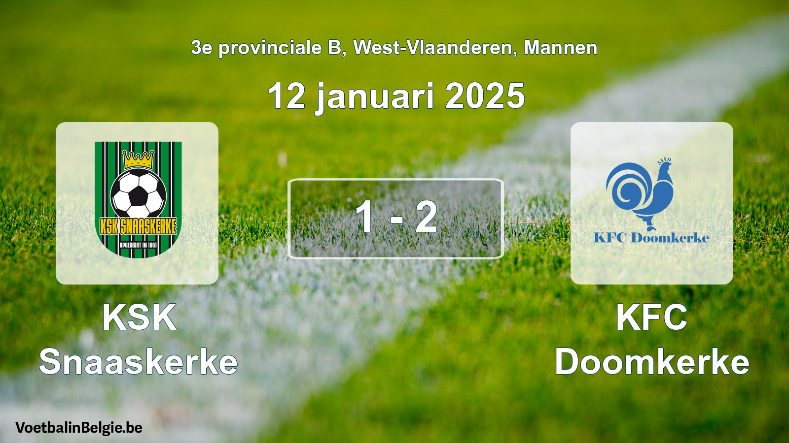 Gespeelde wedstrijd mannenvoetbal: KSK Snaaskerke - KFC Doomkerke 1 - 2 (12 januari 2025)