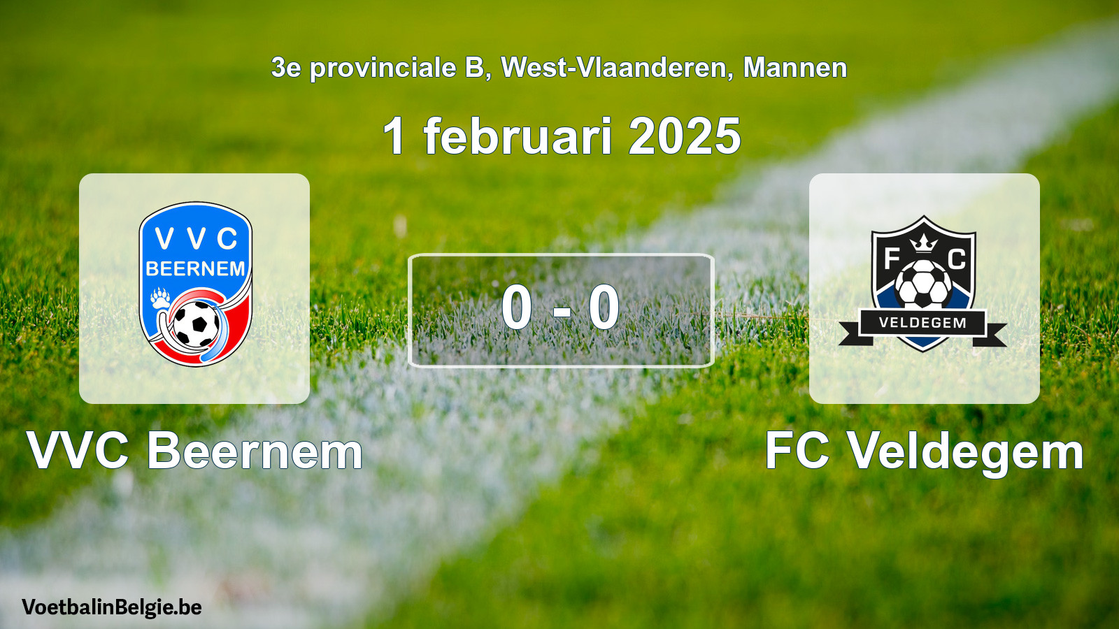 Gespeelde wedstrijd mannenvoetbal: VVC Beernem - FC Veldegem 0 - 0 (1 februari 2025)