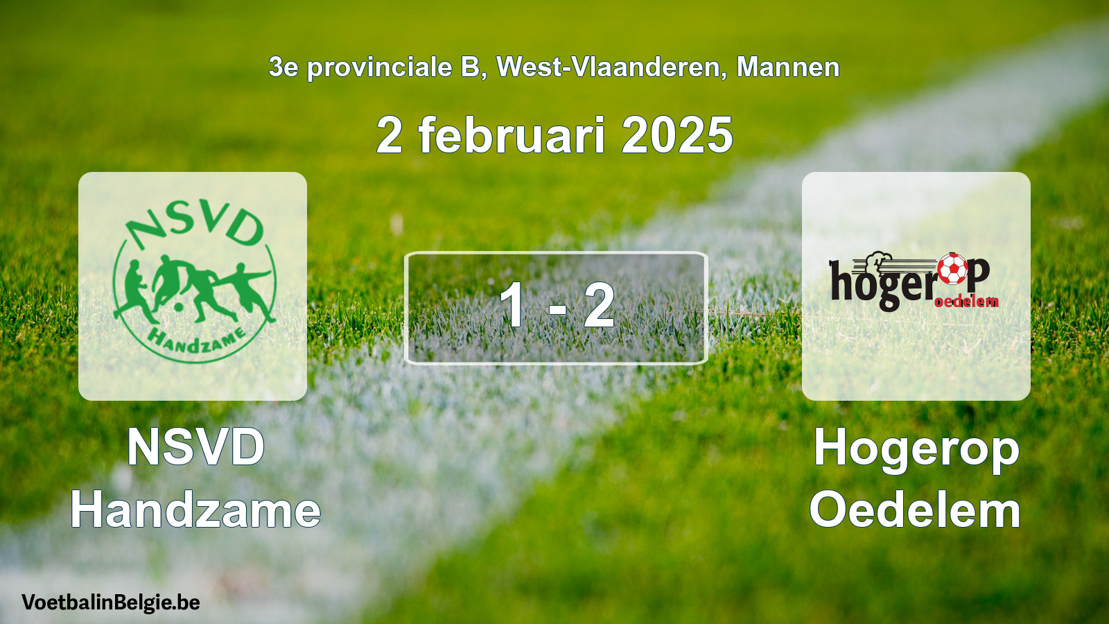 Gespeelde wedstrijd mannenvoetbal: NSVD Handzame - Hogerop Oedelem 1 - 2 (2 februari 2025)