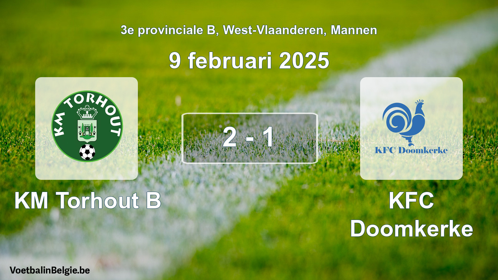 Gespeelde wedstrijd mannenvoetbal: KM Torhout B - KFC Doomkerke 2 - 1 (9 februari 2025)