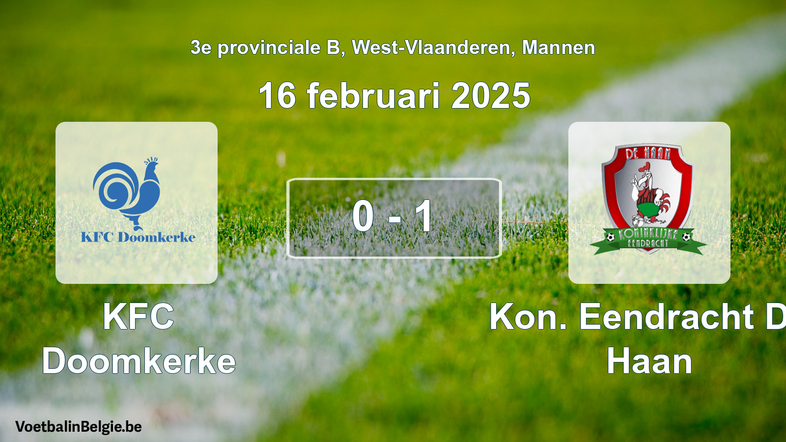 Gespeelde wedstrijd mannenvoetbal: KFC Doomkerke - Kon. Eendracht De Haan 0 - 1 (16 februari 2025)