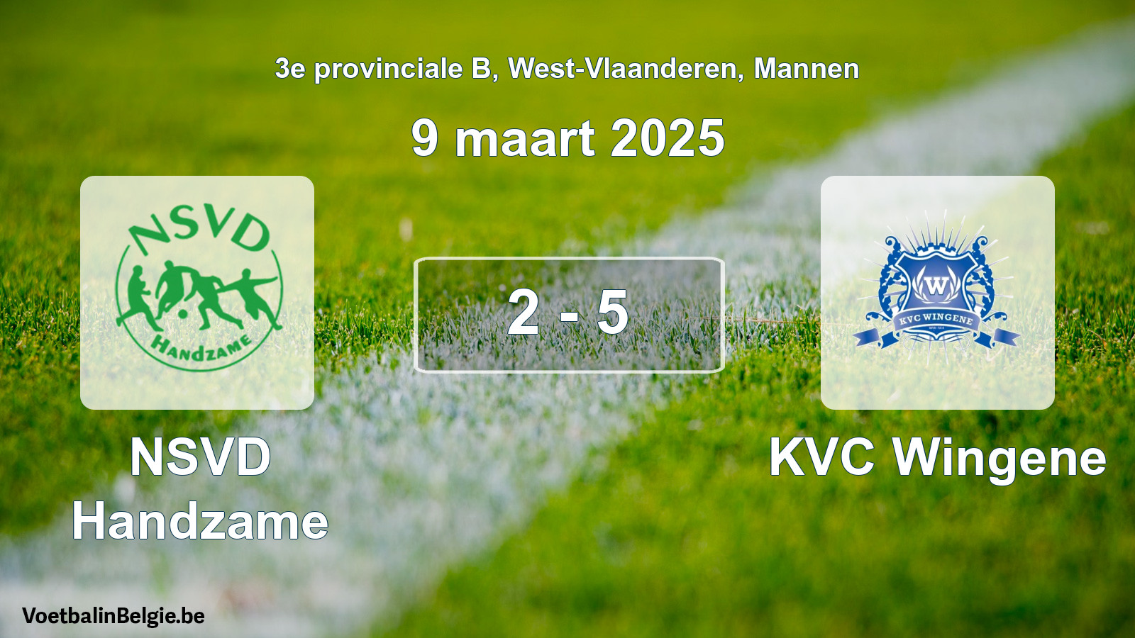 Gespeelde wedstrijd mannenvoetbal: NSVD Handzame - KVC Wingene 2 - 5 (9 maart 2025)