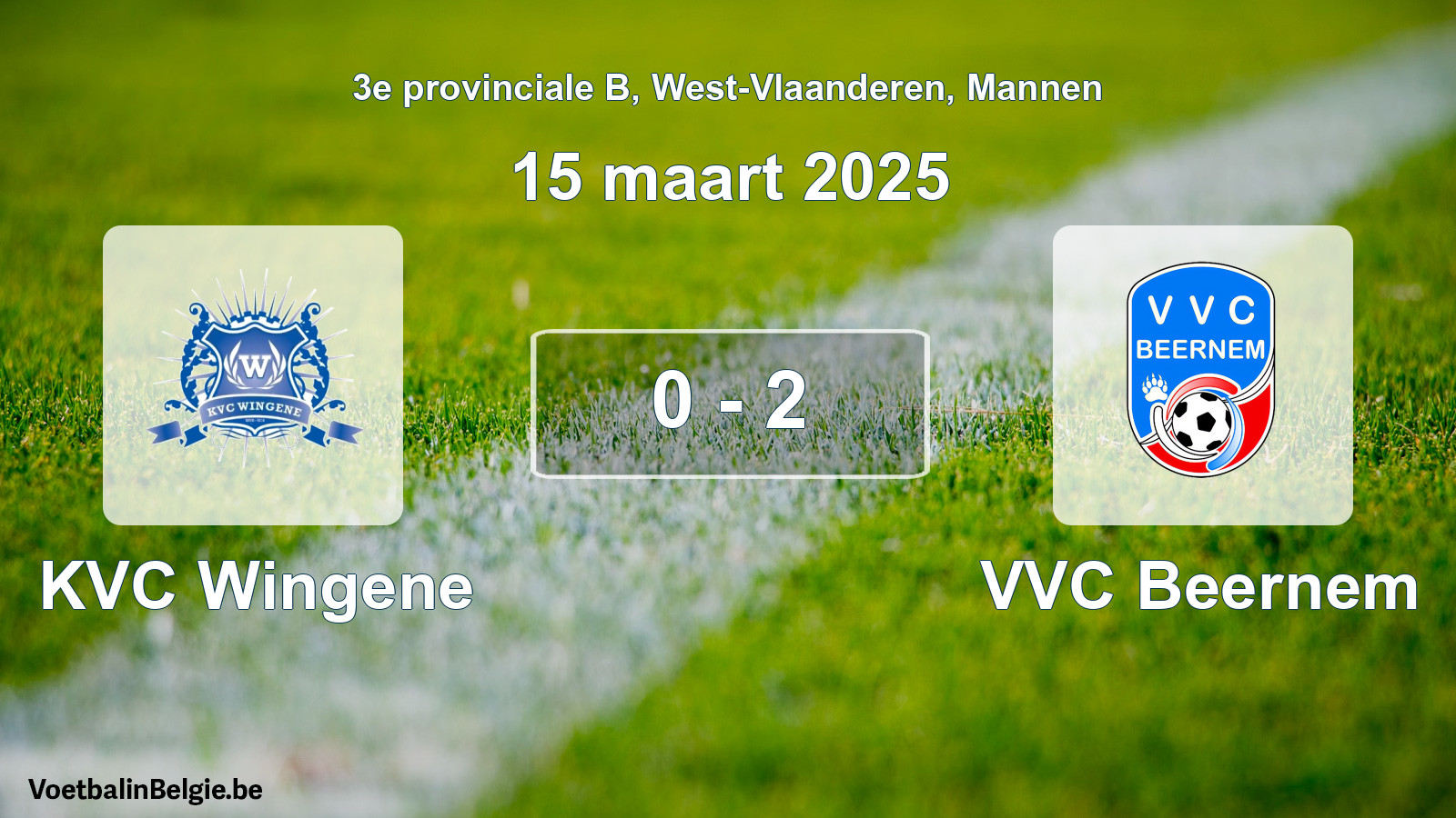 Gespeelde wedstrijd mannenvoetbal: KVC Wingene - VVC Beernem 0 - 2 (15 maart 2025)