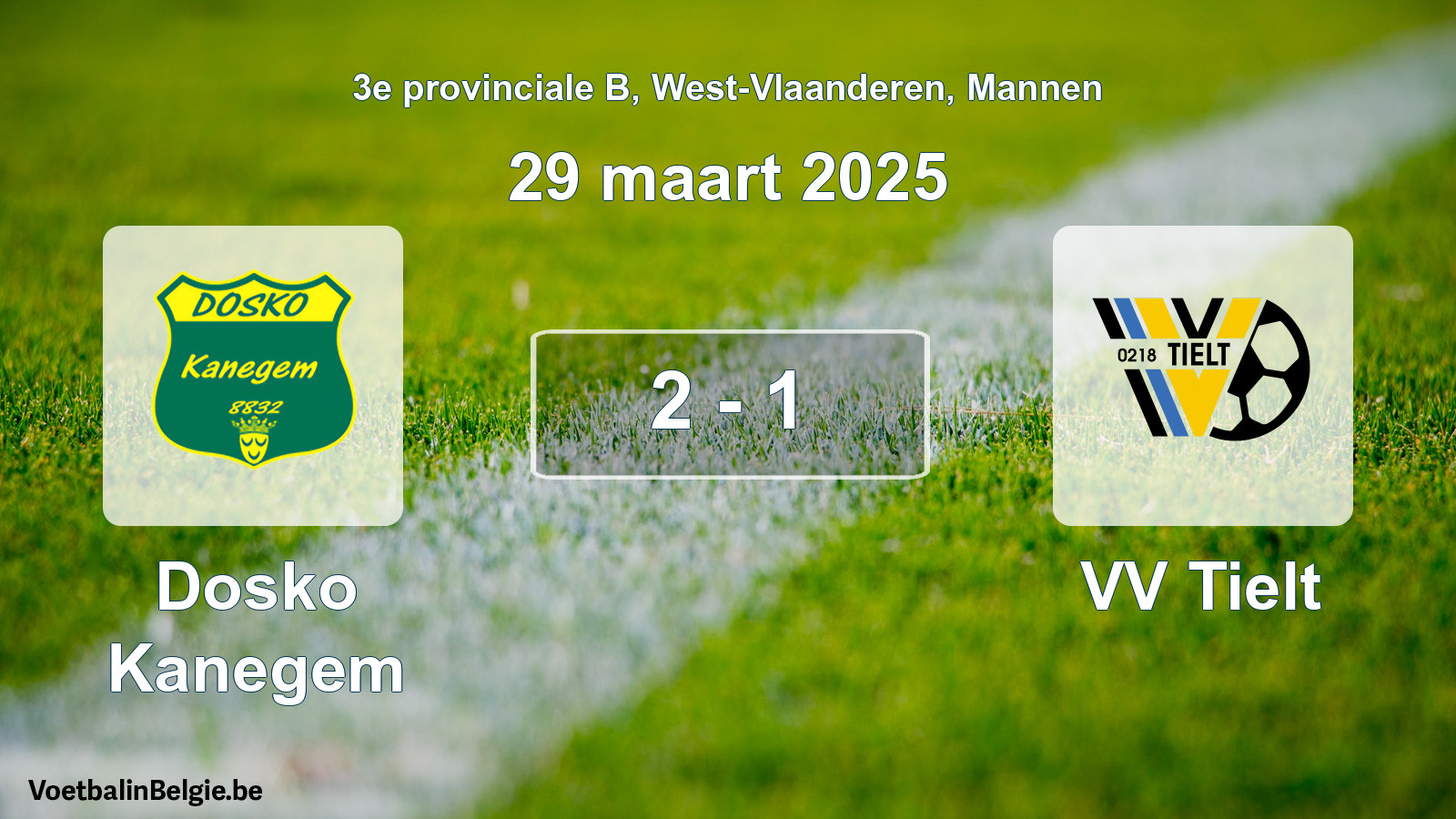 Gespeelde wedstrijd mannenvoetbal: Dosko Kanegem - VV Tielt 2 - 1 (29 maart 2025)