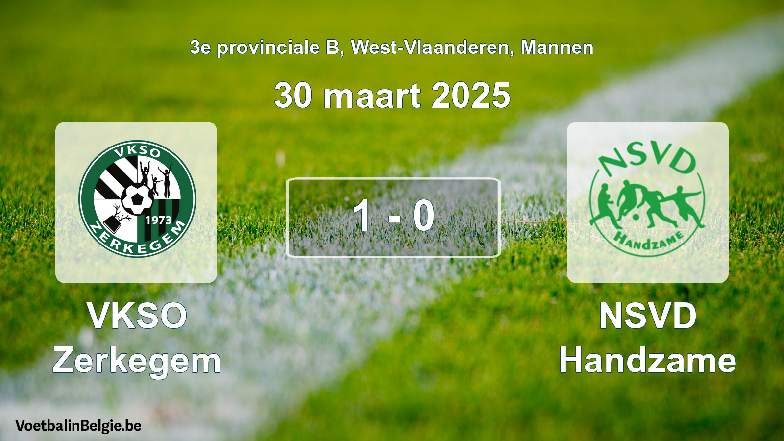 Gespeelde wedstrijd mannenvoetbal: VKSO Zerkegem - NSVD Handzame 1 - 0 (30 maart 2025)