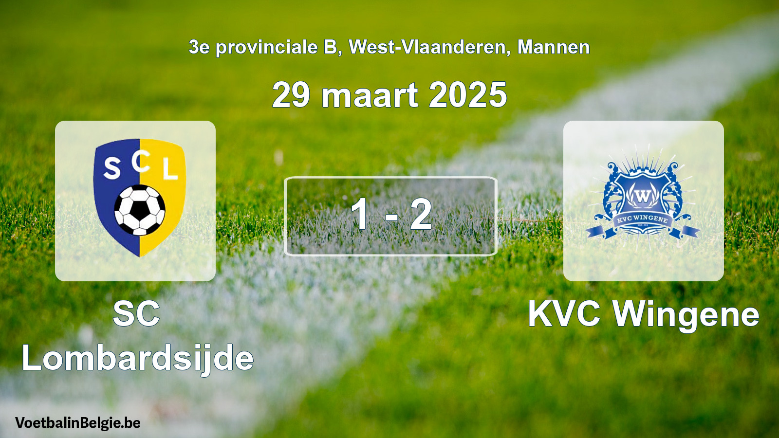 Gespeelde wedstrijd mannenvoetbal: SC Lombardsijde - KVC Wingene 1 - 2 (29 maart 2025)