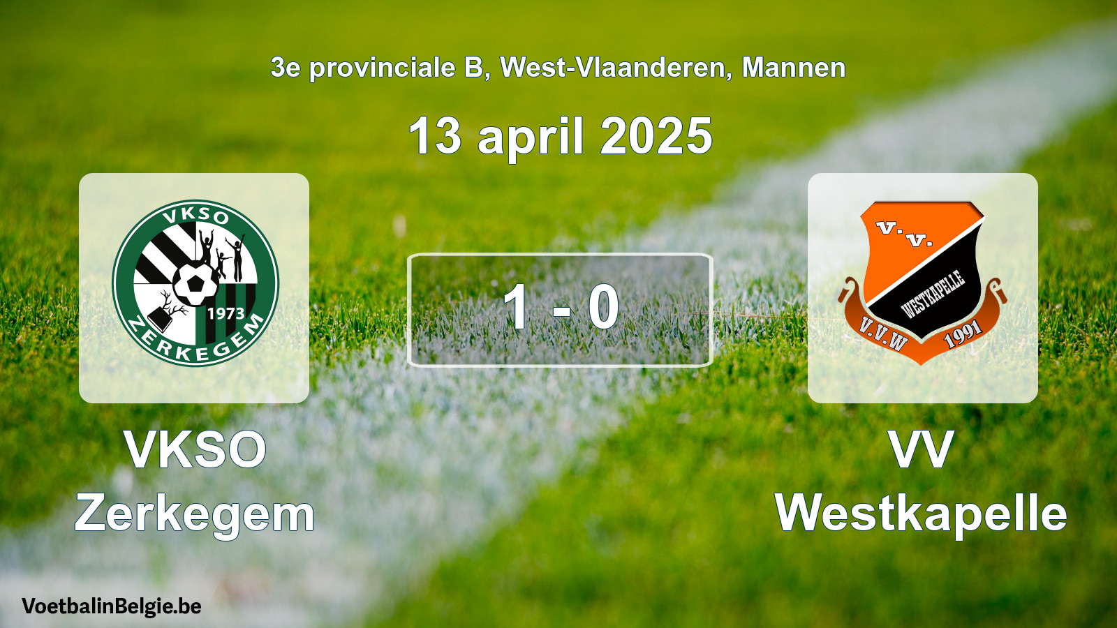 Gespeelde wedstrijd mannenvoetbal: VKSO Zerkegem - VV Westkapelle 1 - 0 (13 april 2025)