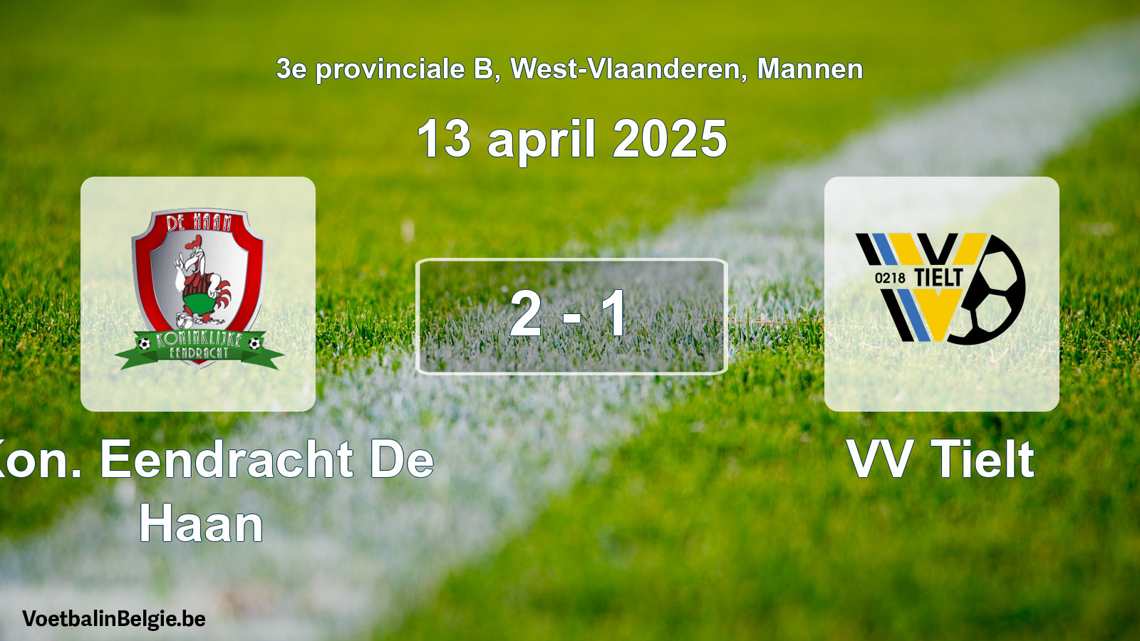 Gespeelde wedstrijd mannenvoetbal: Kon. Eendracht De Haan - VV Tielt 2 - 1 (13 april 2025)