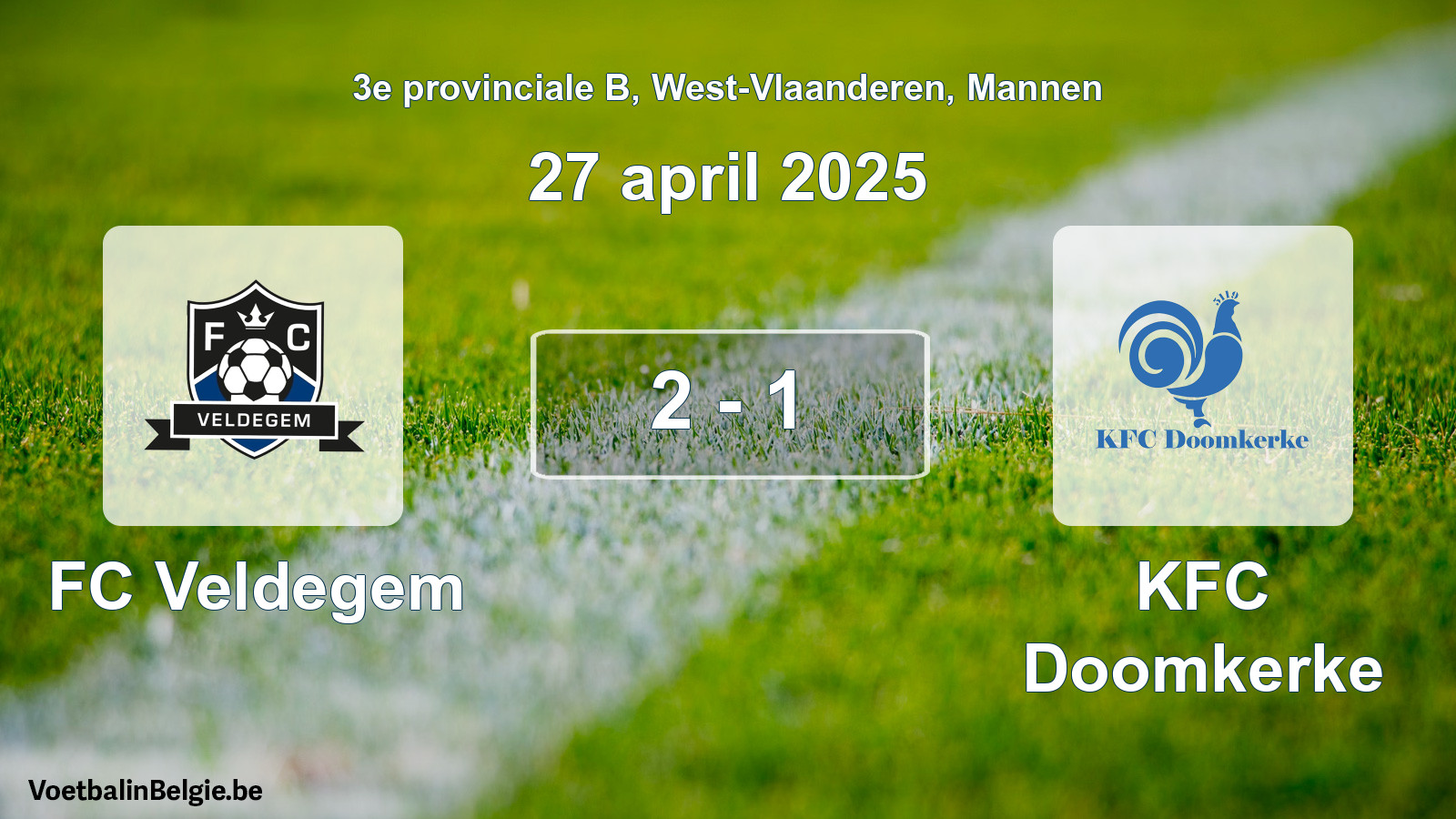 Gespeelde wedstrijd mannenvoetbal: FC Veldegem - KFC Doomkerke 2 - 1 (27 april 2025)