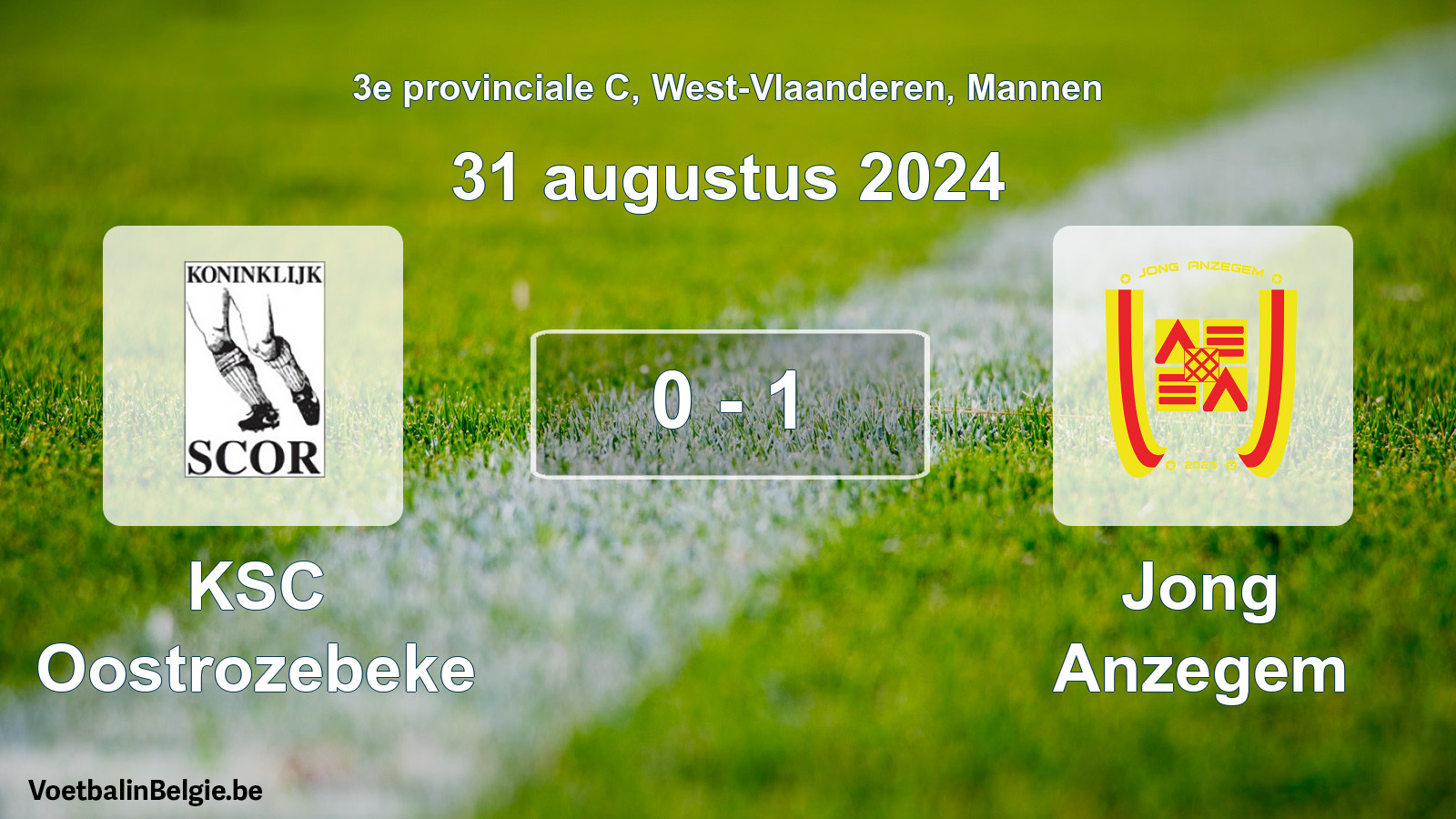 Gespeelde wedstrijd mannenvoetbal: KSC Oostrozebeke - Jong Anzegem 0 - 1 (31 augustus 2024)