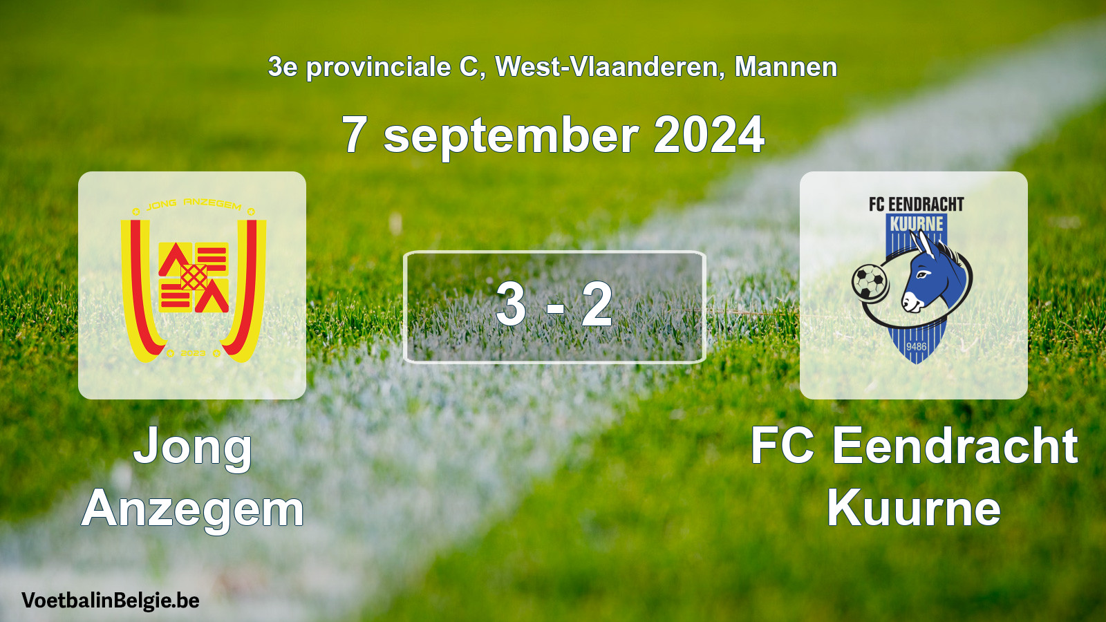 Played match men football: Jong Anzegem - FC Eendracht Kuurne 3 - 2 (7 September 2024)