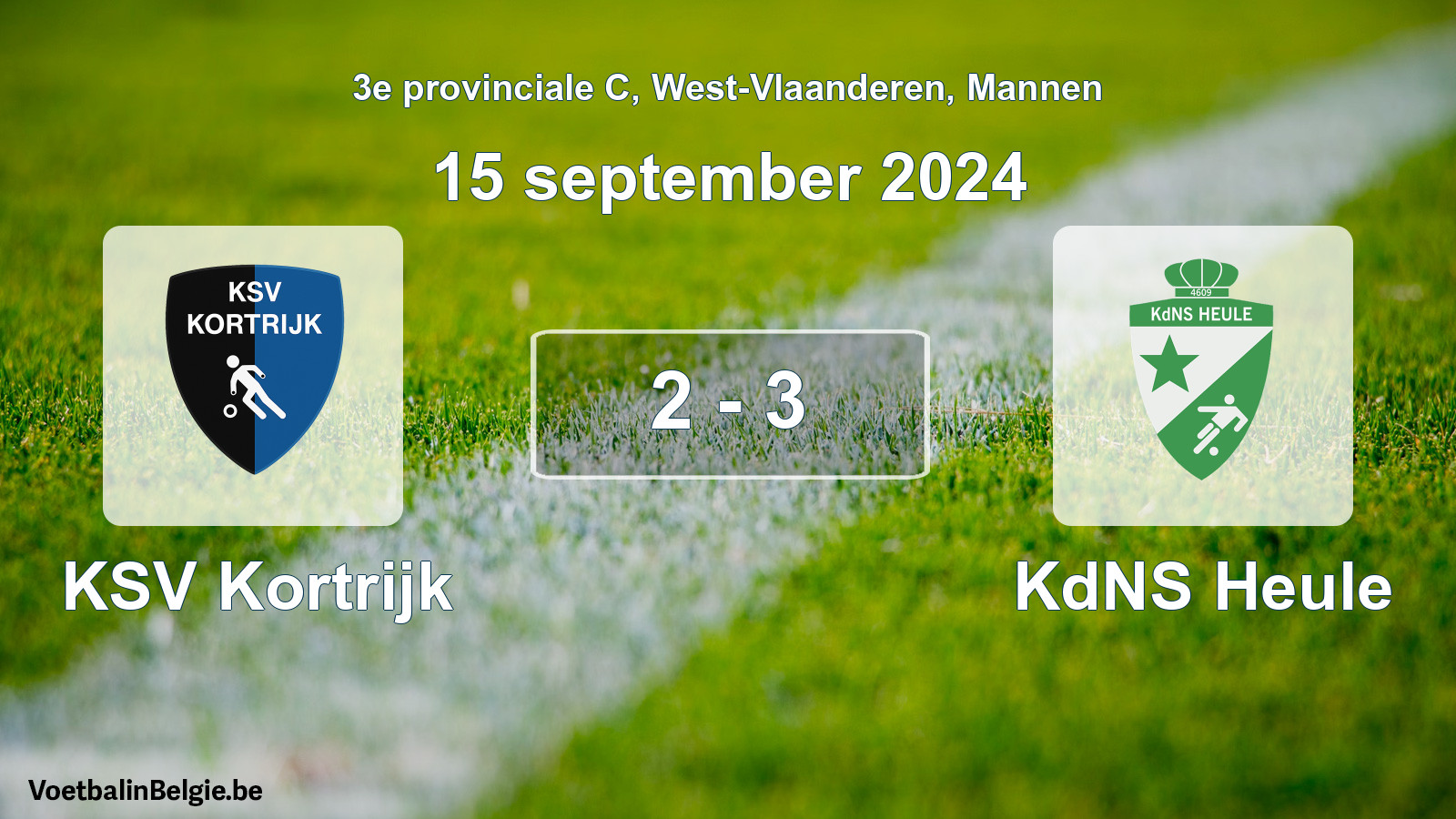 Gespeelde wedstrijd mannenvoetbal: KSV Kortrijk - KdNS Heule 2 - 3 (15 september 2024)