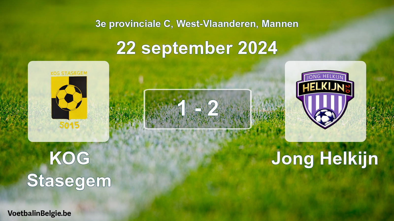 Gespeelde wedstrijd mannenvoetbal: KOG Stasegem - Jong Helkijn 1 - 2 (22 september 2024)