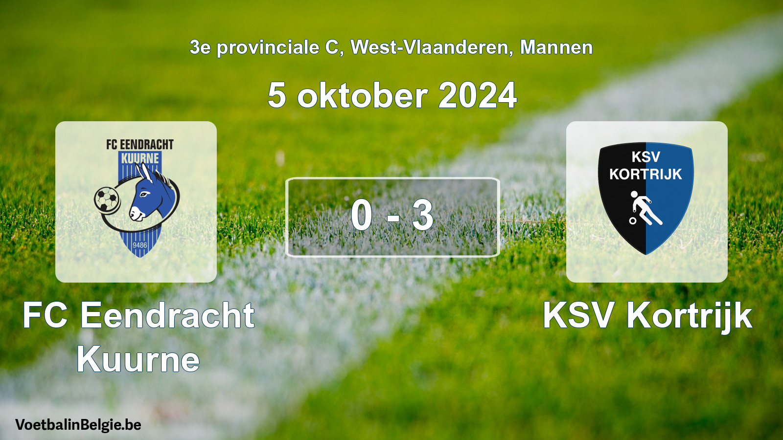 Gespeelde wedstrijd mannenvoetbal: FC Eendracht Kuurne - KSV Kortrijk 0 - 3 (5 oktober 2024)