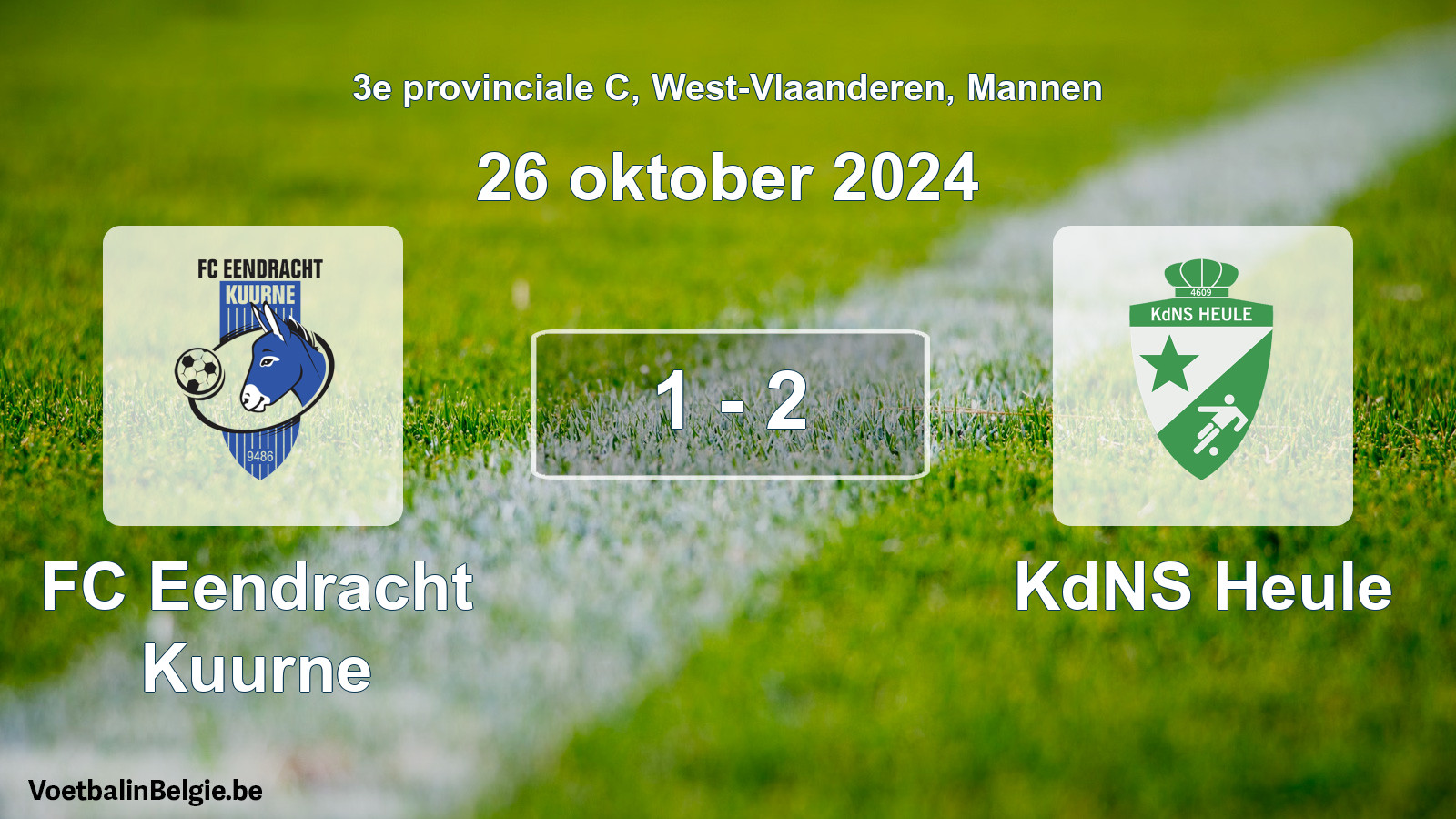 Gespeelde wedstrijd mannenvoetbal: FC Eendracht Kuurne - KdNS Heule 1 - 2 (26 oktober 2024)