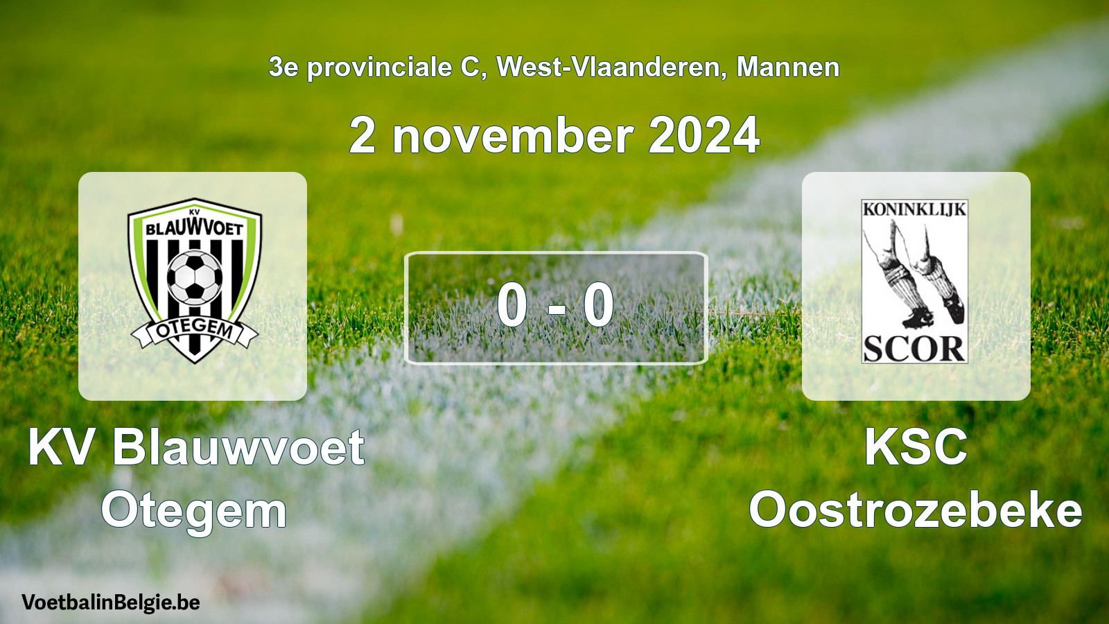 Gespeelde wedstrijd mannenvoetbal: KV Blauwvoet Otegem - KSC Oostrozebeke 0 - 0 (2 november 2024)
