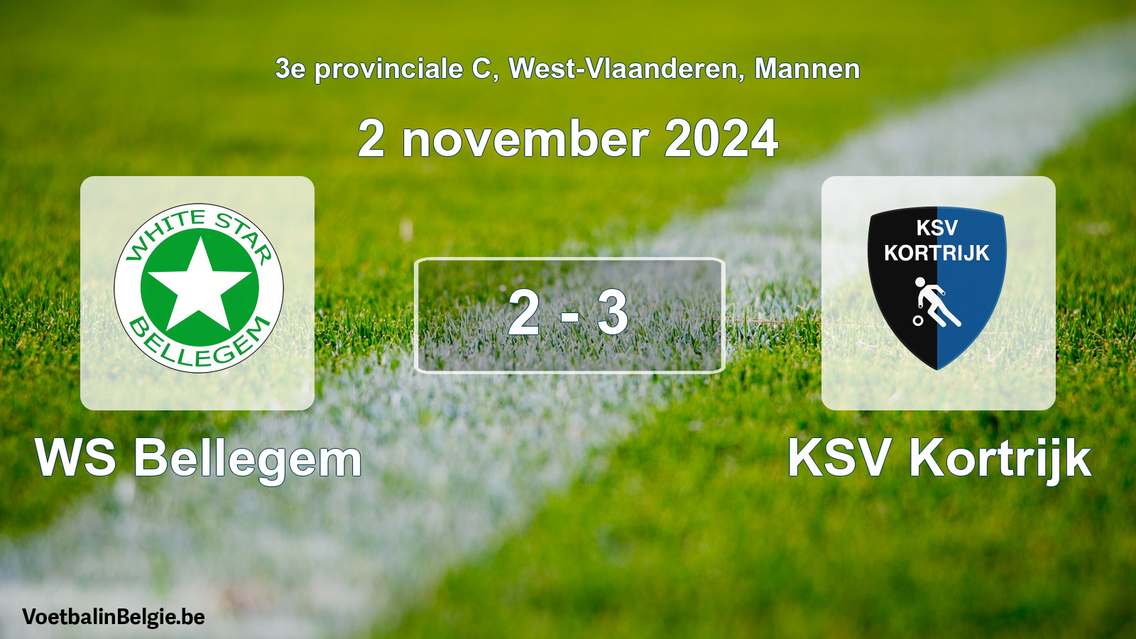 Gespeelde wedstrijd mannenvoetbal: WS Bellegem - KSV Kortrijk 2 - 3 (2 november 2024)