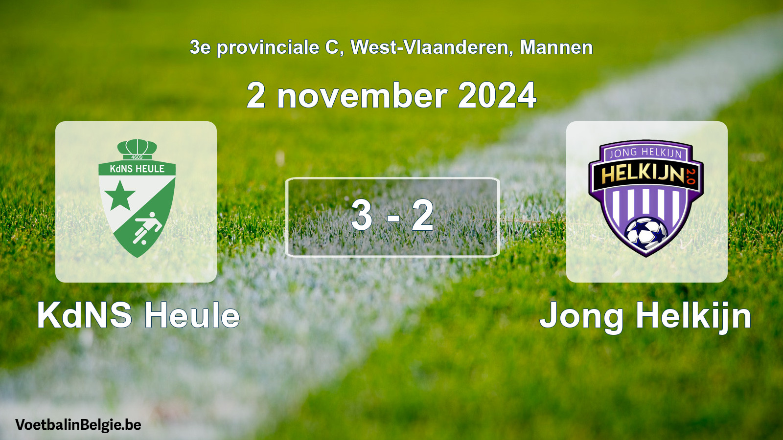 Match joué football hommes: KdNS Heule - Jong Helkijn 3 - 2 (2 novembre 2024)