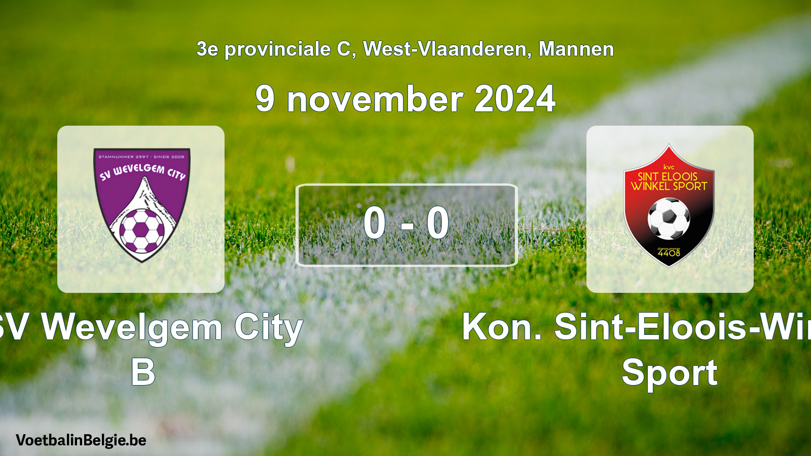 Gespeelde wedstrijd mannenvoetbal: SV Wevelgem City B - Kon. Sint-Eloois-Winkel Sport 0 - 0 (9 november 2024)
