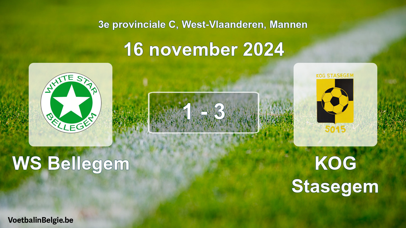 Gespeelde wedstrijd mannenvoetbal: WS Bellegem - KOG Stasegem 1 - 3 (16 november 2024)