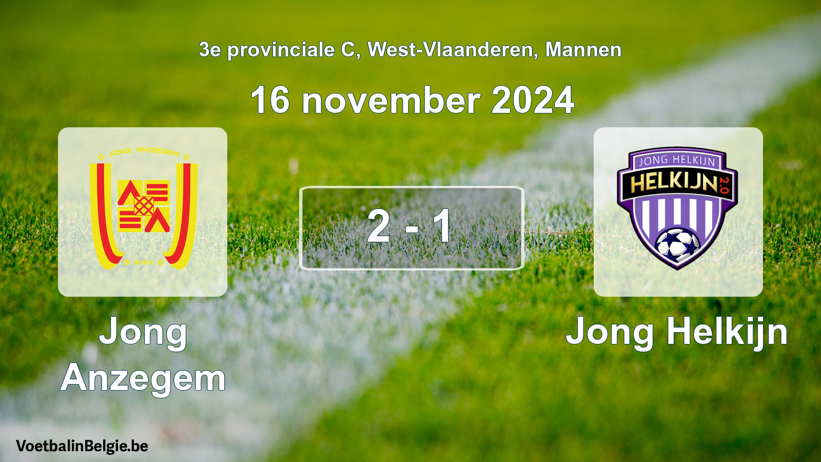 Gespeelde wedstrijd mannenvoetbal: Jong Anzegem - Jong Helkijn 2 - 1 (16 november 2024)