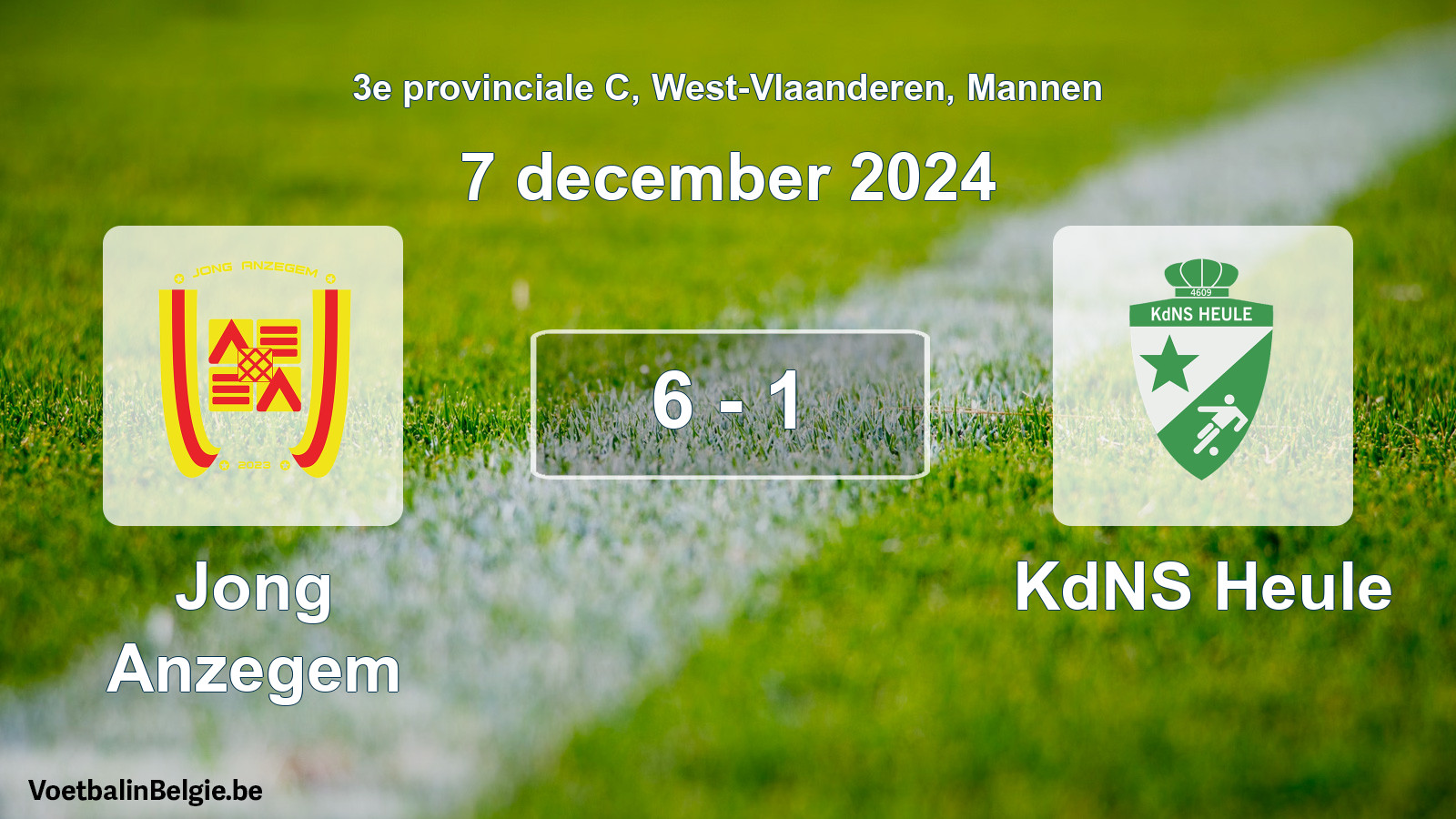 Gespeelde wedstrijd mannenvoetbal: Jong Anzegem - KdNS Heule 6 - 1 (7 december 2024)