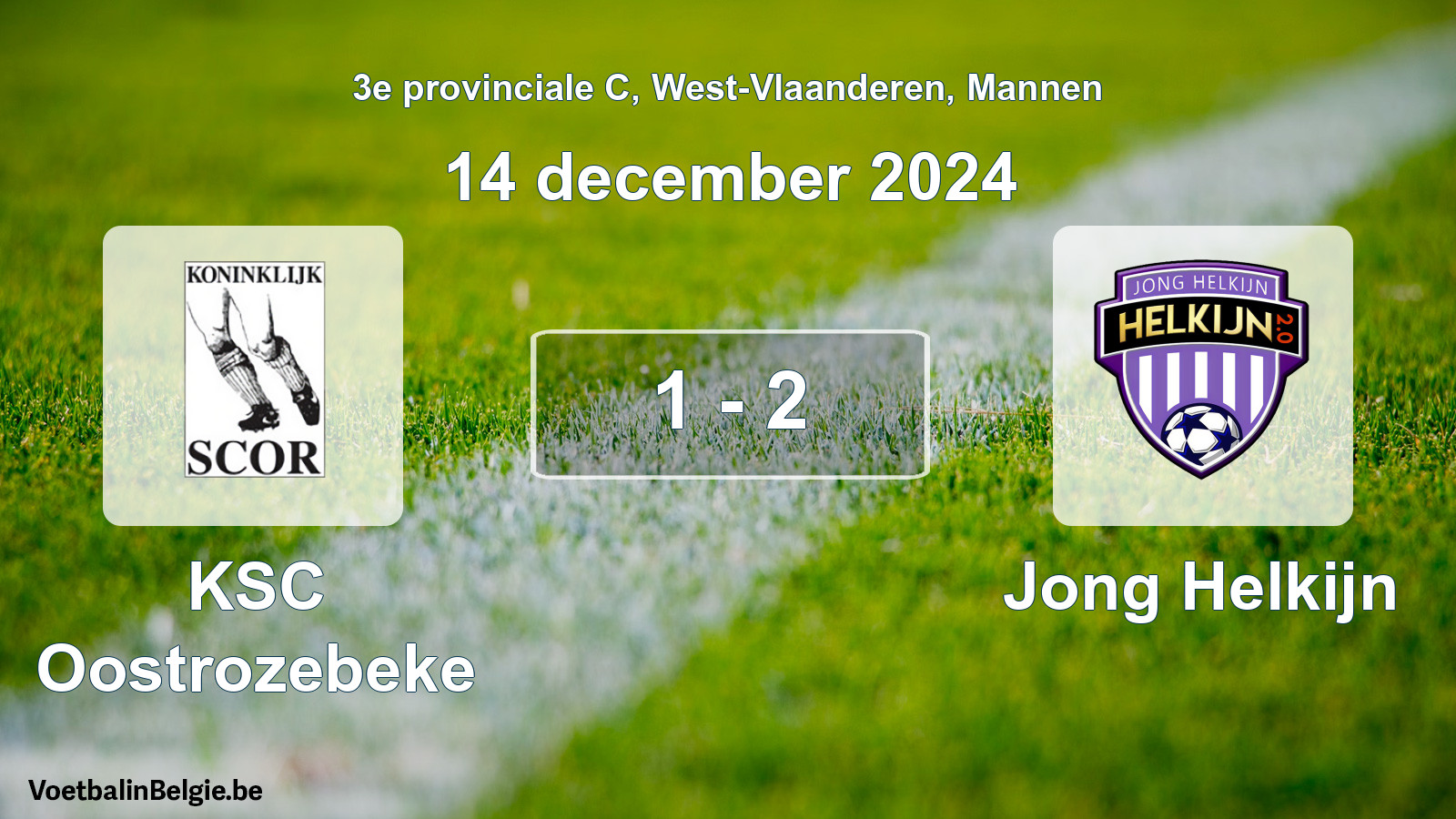 Gespeelde wedstrijd mannenvoetbal: KSC Oostrozebeke - Jong Helkijn 1 - 2 (14 december 2024)