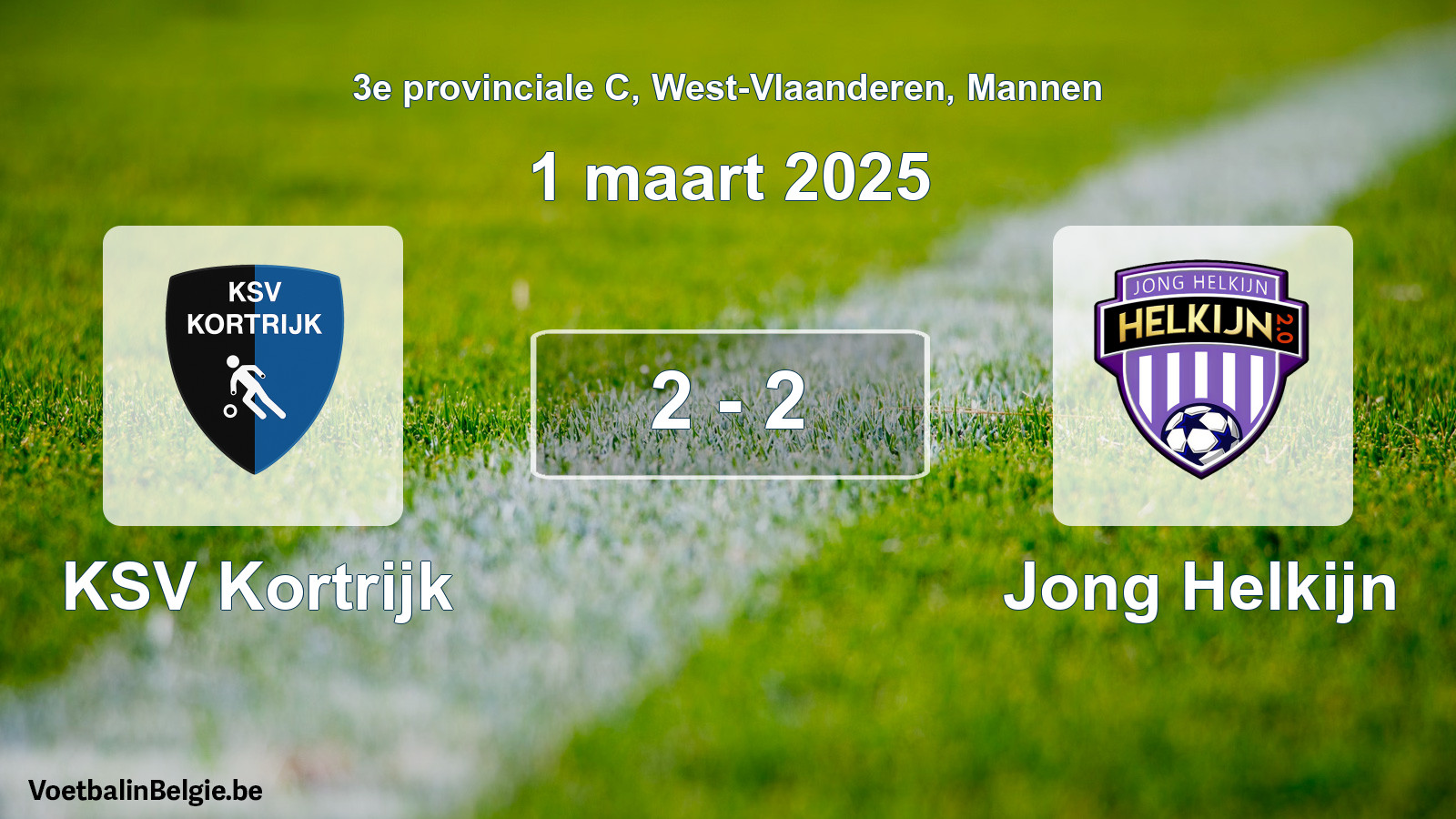 Gespeelde wedstrijd mannenvoetbal: KSV Kortrijk - Jong Helkijn 2 - 2 (1 maart 2025)