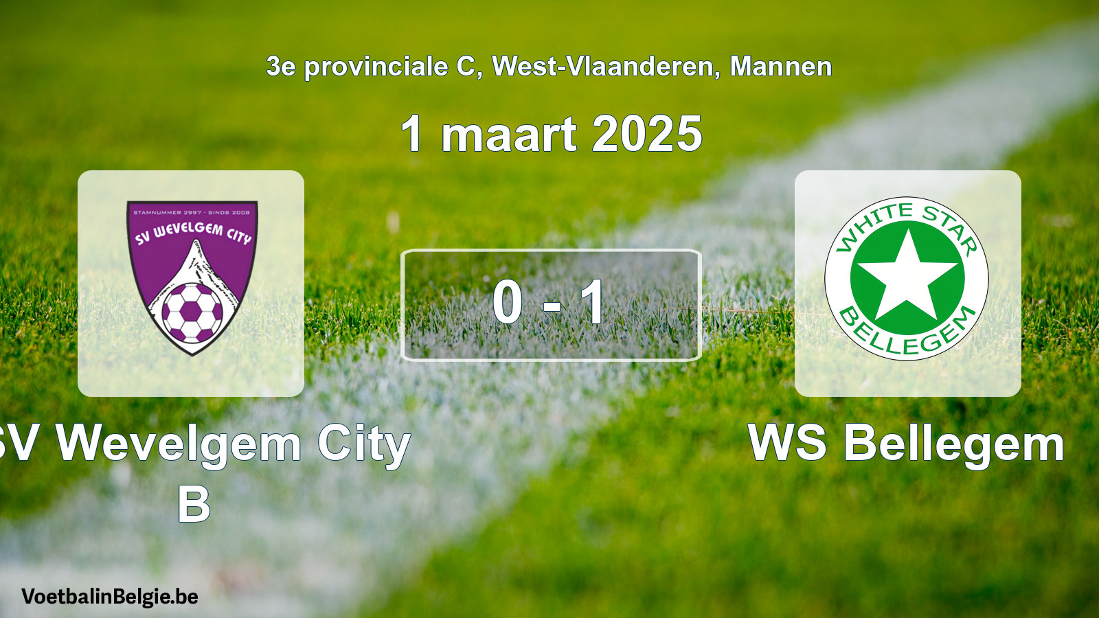 Gespeelde wedstrijd mannenvoetbal: SV Wevelgem City B - WS Bellegem 0 - 1 (1 maart 2025)