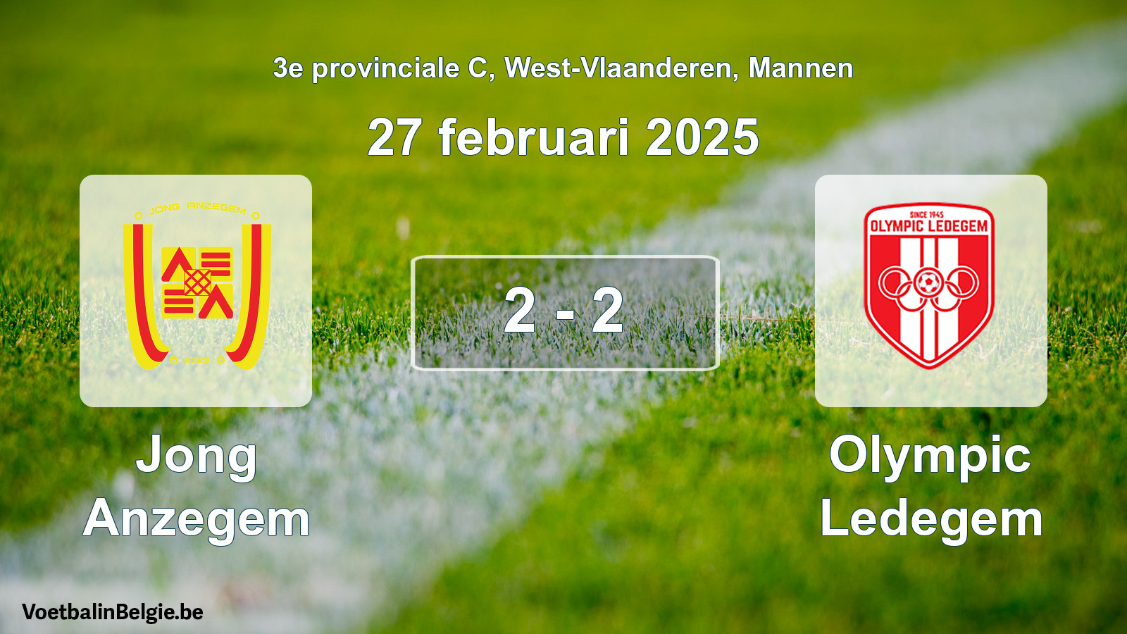 Gespeelde wedstrijd mannenvoetbal: Jong Anzegem - Olympic Ledegem 2 - 2 (27 februari 2025)