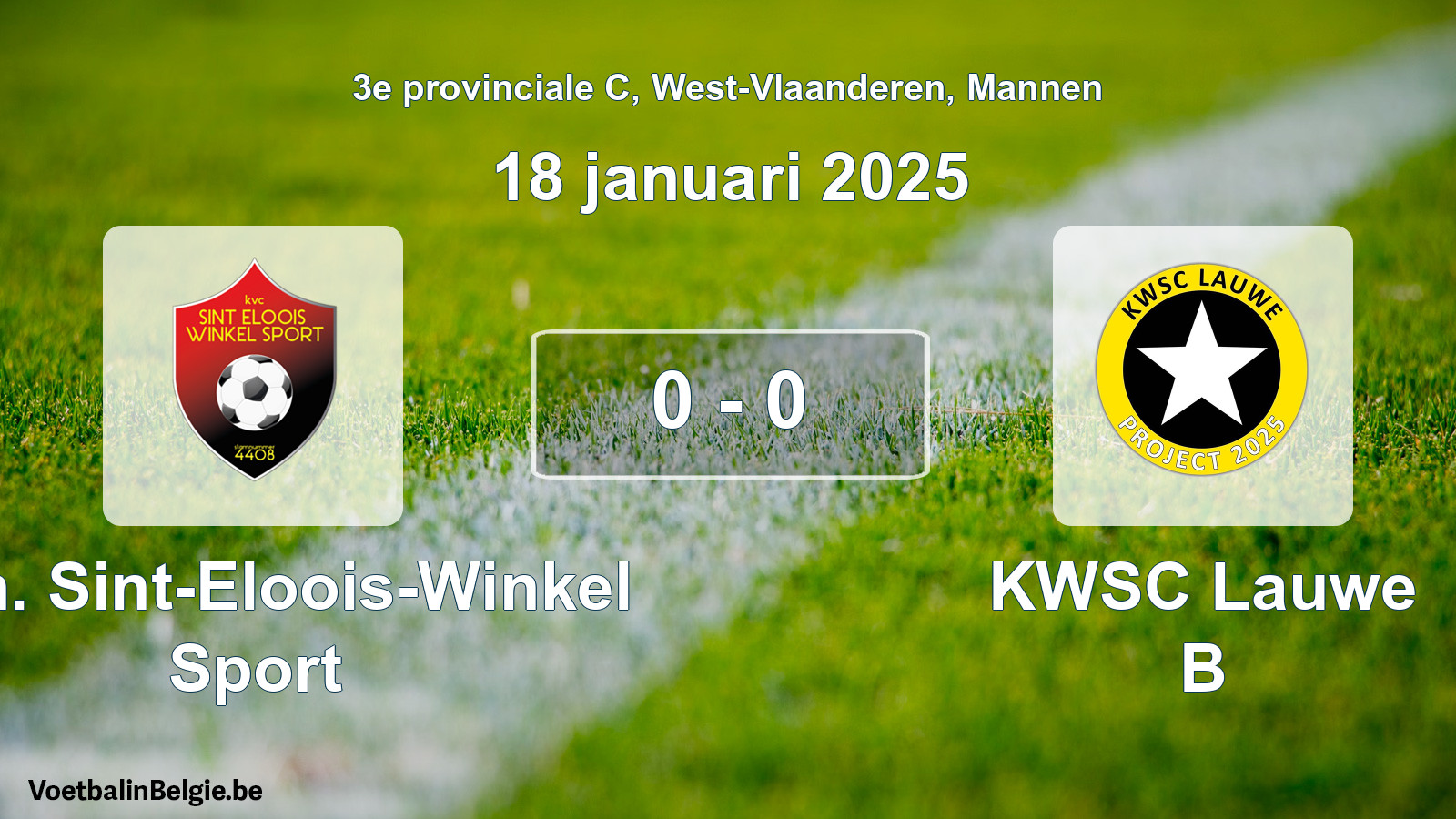 Gespeelde wedstrijd mannenvoetbal: Kon. Sint-Eloois-Winkel Sport - KWSC Lauwe B 0 - 0 (18 januari 2025)
