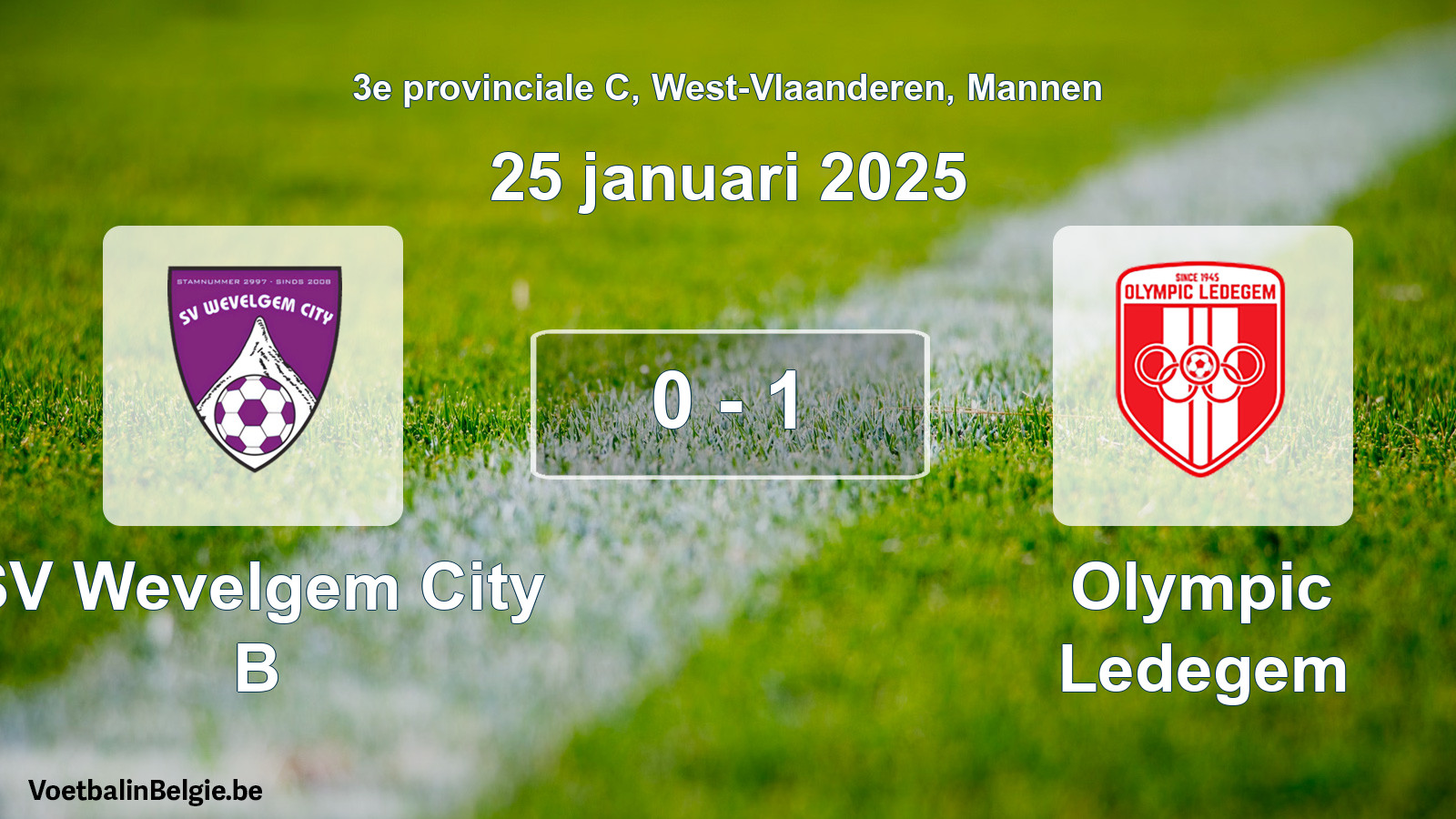 Gespeelde wedstrijd mannenvoetbal: SV Wevelgem City B - Olympic Ledegem 0 - 1 (25 januari 2025)