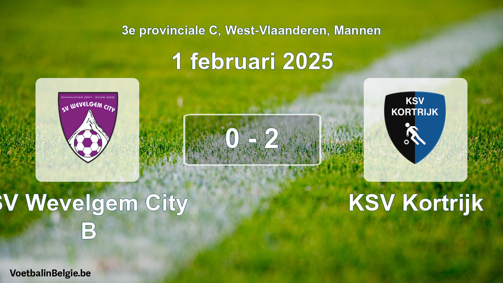 Gespeelde wedstrijd mannenvoetbal: SV Wevelgem City B - KSV Kortrijk 0 - 2 (1 februari 2025)