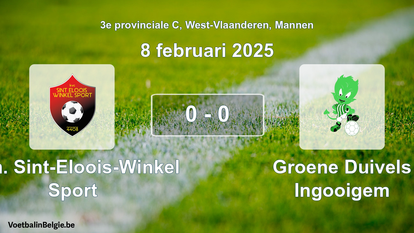 Gespeelde wedstrijd mannenvoetbal: Kon. Sint-Eloois-Winkel Sport - Groene Duivels Ingooigem 0 - 0 (8 februari 2025)