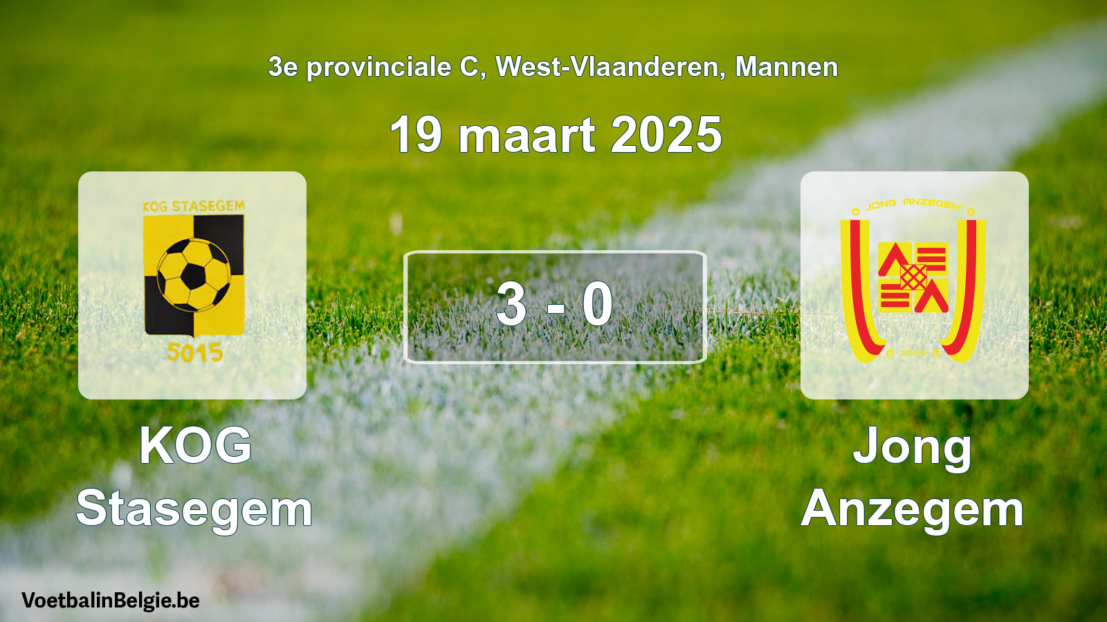 Gespeelde wedstrijd mannenvoetbal: KOG Stasegem - Jong Anzegem 3 - 0 (19 maart 2025)