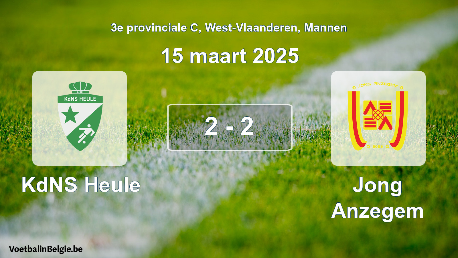 Gespeelde wedstrijd mannenvoetbal: KdNS Heule - Jong Anzegem 2 - 2 (15 maart 2025)
