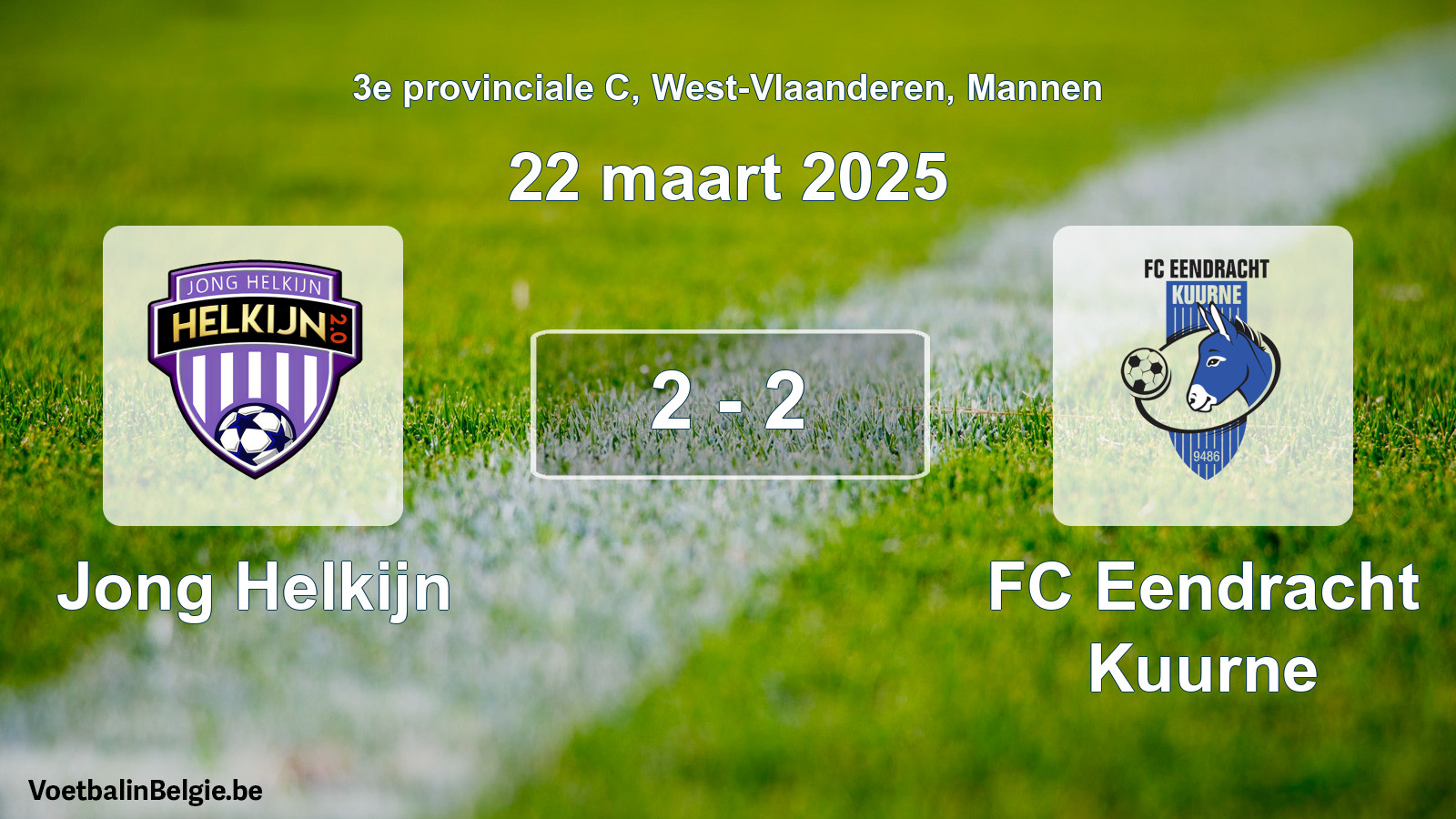 Gespeelde wedstrijd mannenvoetbal: Jong Helkijn - FC Eendracht Kuurne 2 - 2 (22 maart 2025)