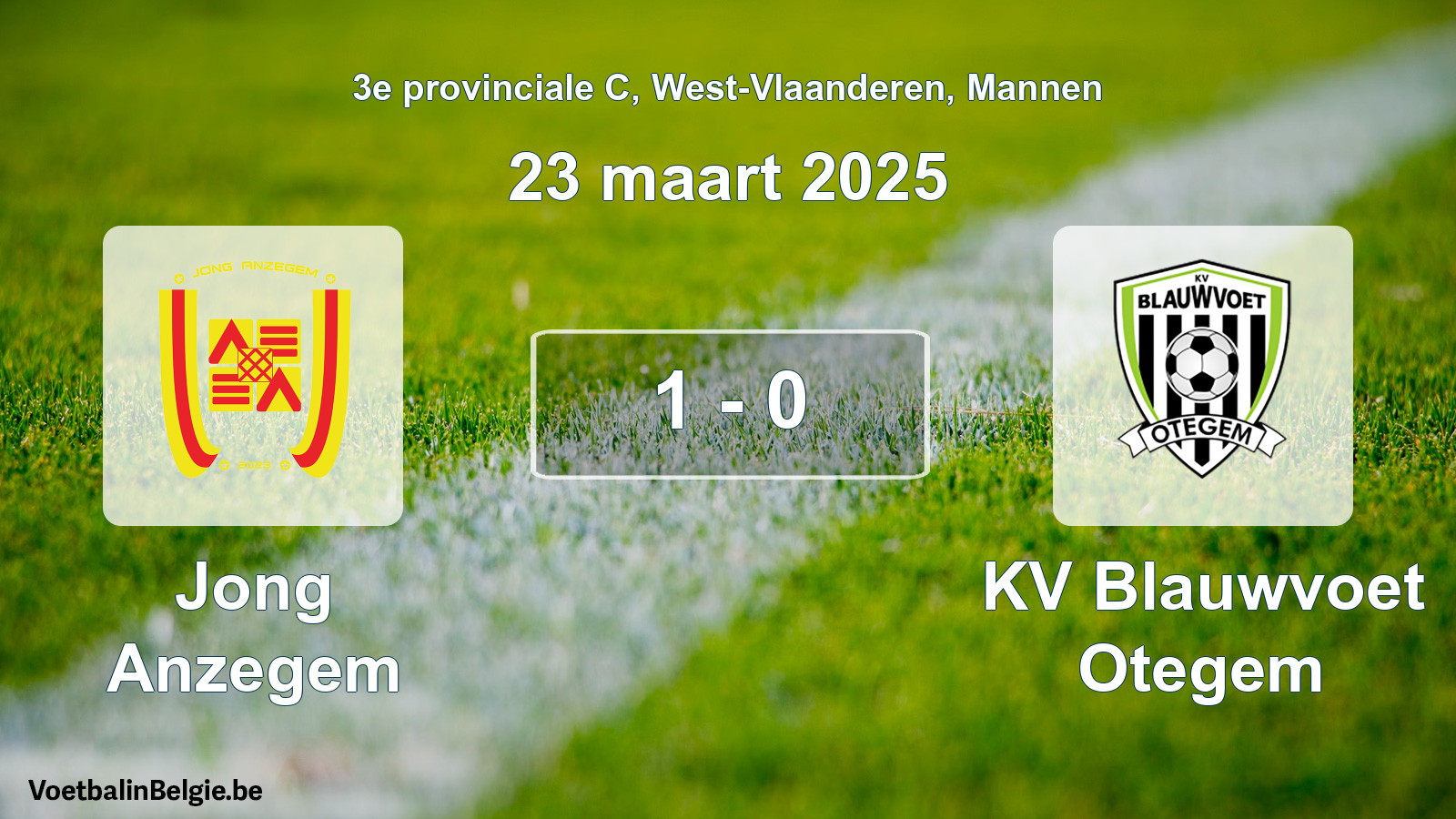Gespeelde wedstrijd mannenvoetbal: Jong Anzegem - KV Blauwvoet Otegem 1 - 0 (23 maart 2025)