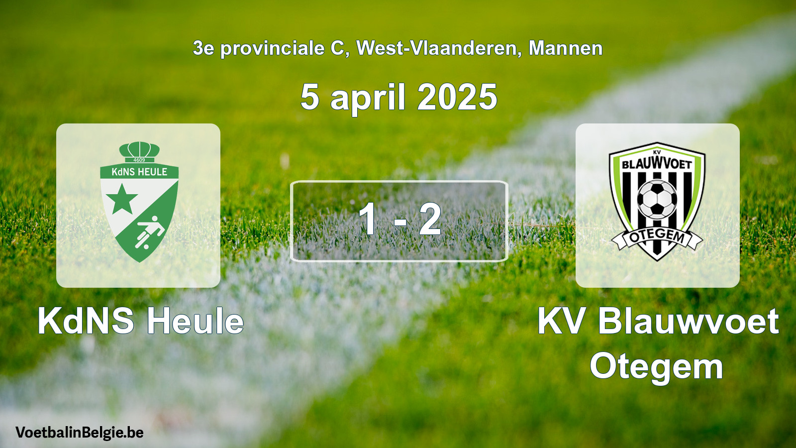 Gespeelde wedstrijd mannenvoetbal: KdNS Heule - KV Blauwvoet Otegem 1 - 2 (5 april 2025)