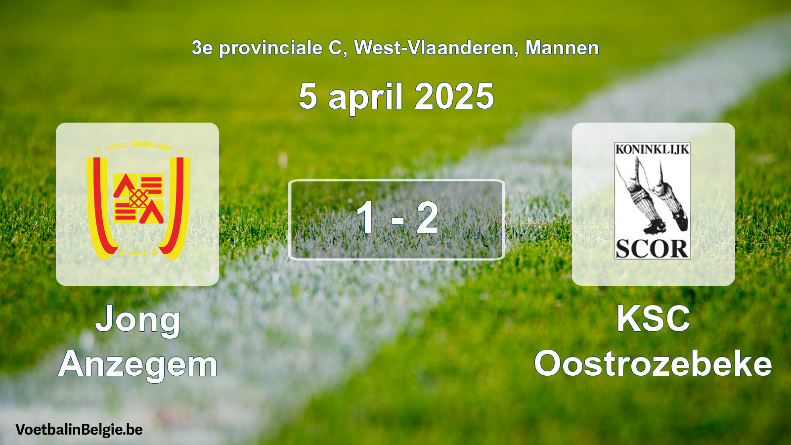 Gespeelde wedstrijd mannenvoetbal: Jong Anzegem - KSC Oostrozebeke 1 - 2 (5 april 2025)