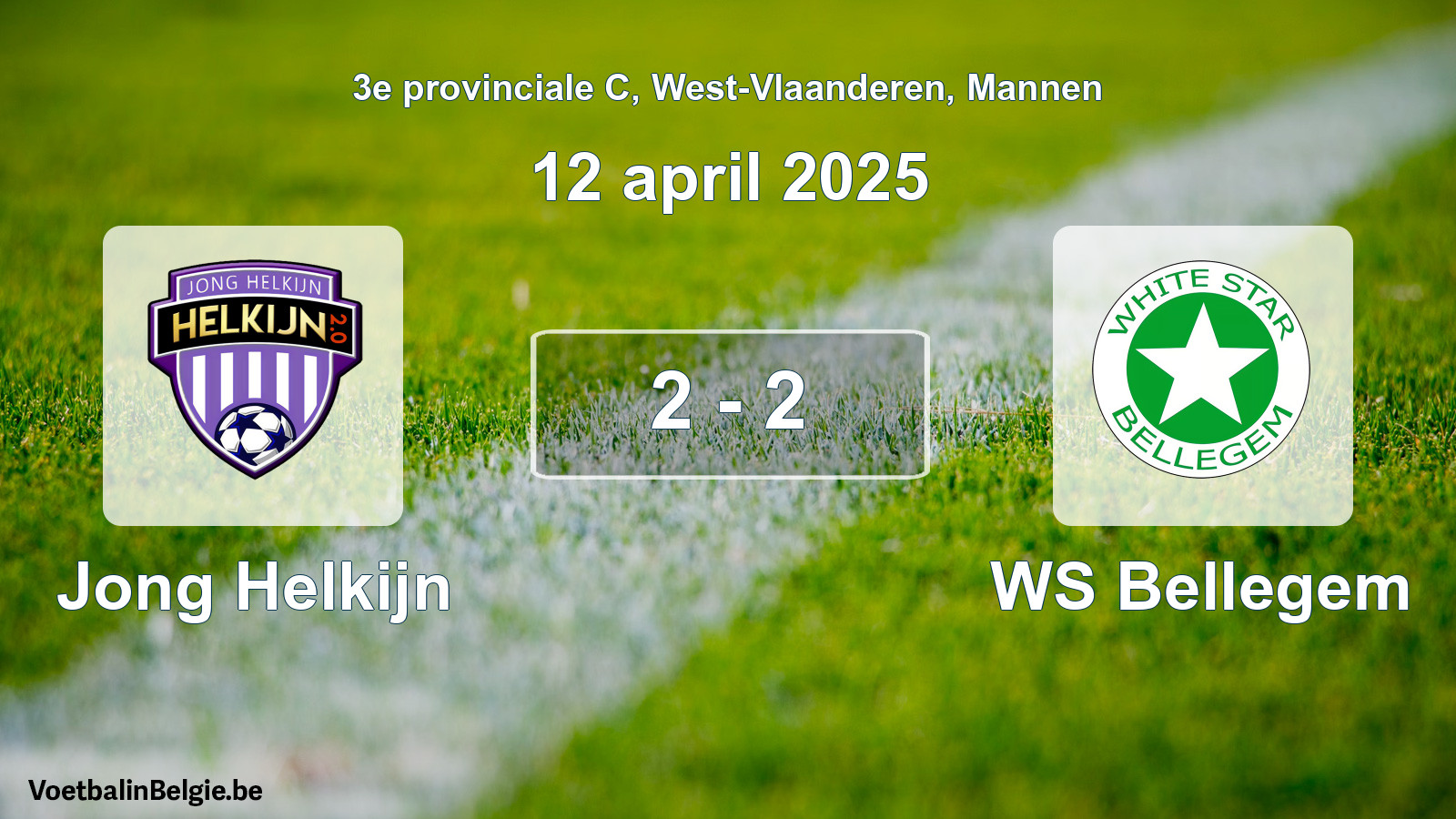 Gespeelde wedstrijd mannenvoetbal: Jong Helkijn - WS Bellegem 2 - 2 (12 april 2025)