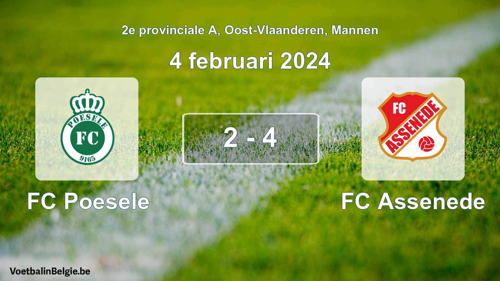 Gespeelde wedstrijd mannenvoetbal: FC Poesele - FC Assenede 2 - 4 (4 februari 2024)