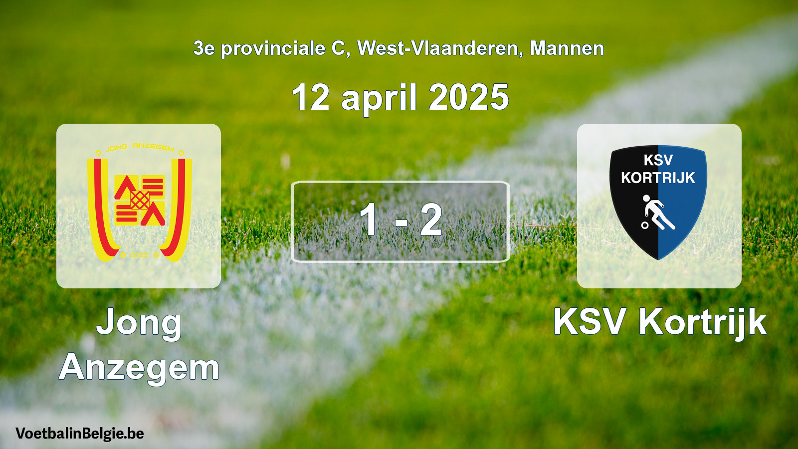 Gespeelde wedstrijd mannenvoetbal: Jong Anzegem - KSV Kortrijk 1 - 2 (12 april 2025)