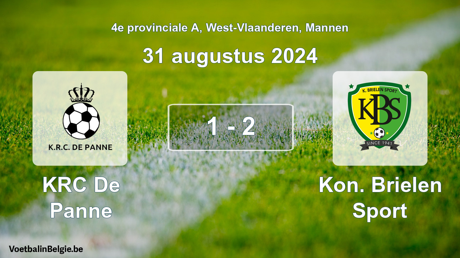 Gespeelde wedstrijd mannenvoetbal: KRC De Panne - Kon. Brielen Sport 1 - 2 (31 augustus 2024)