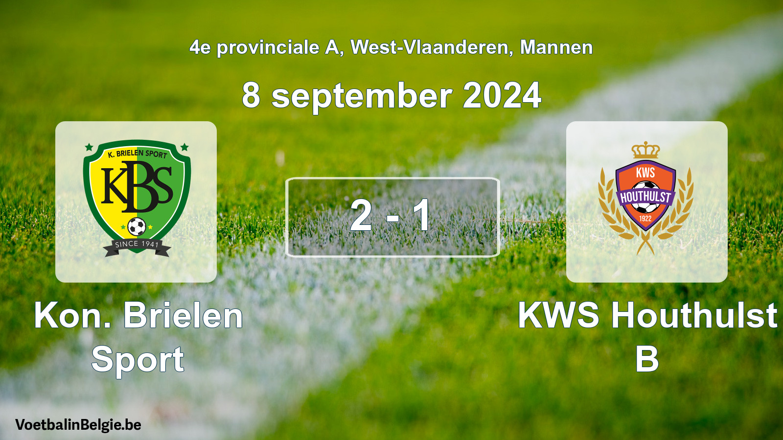 Gespeelde wedstrijd mannenvoetbal: Kon. Brielen Sport - KWS Houthulst B 2 - 1 (8 september 2024)